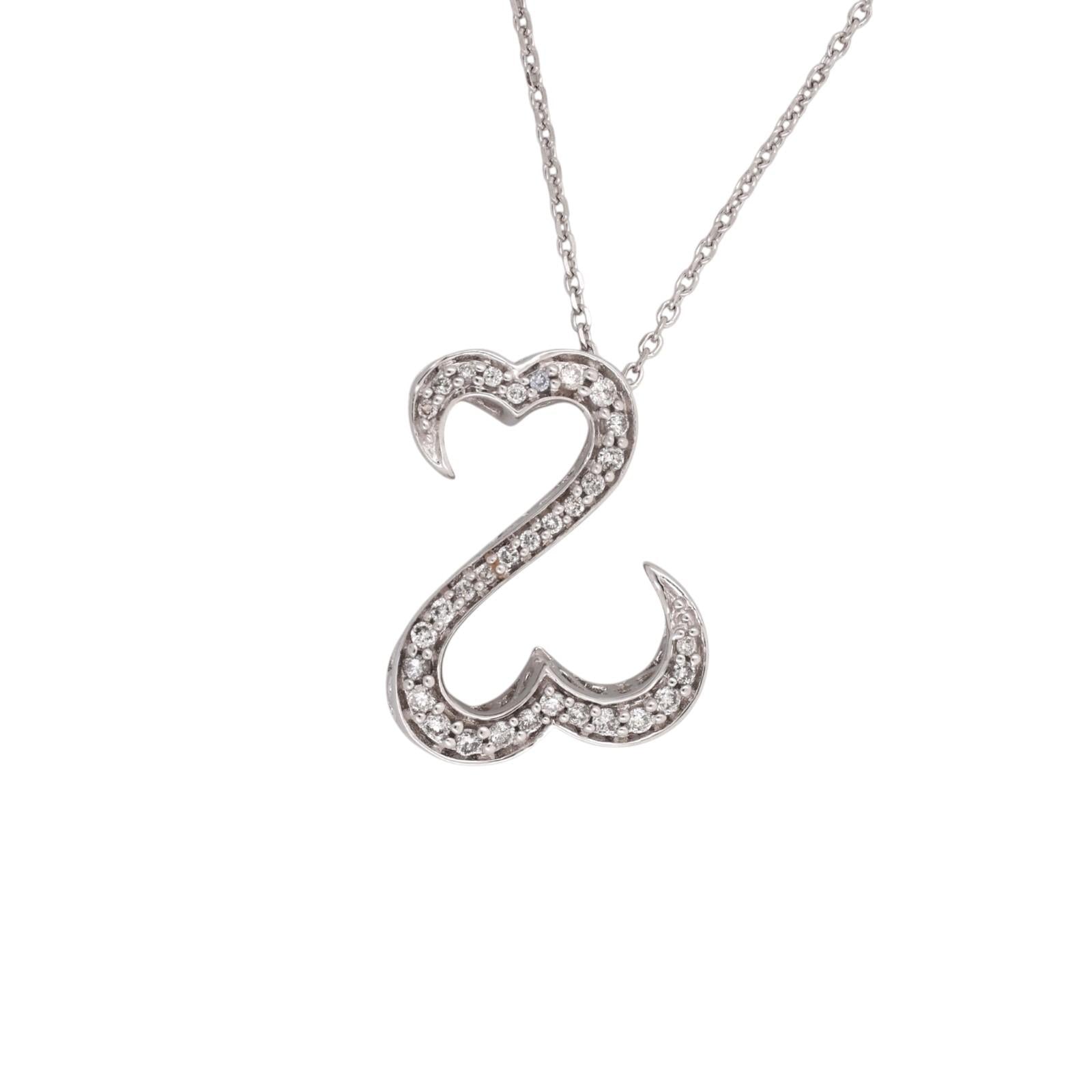 Jane Seymour Open Hearts 14K White Gold Diamond Necklace 0.40CTW Estate 14.75"
