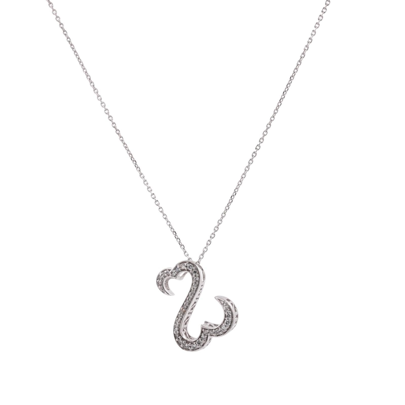 Jane Seymour Open Hearts 14K White Gold Diamond Necklace 0.40CTW Estate 14.75"