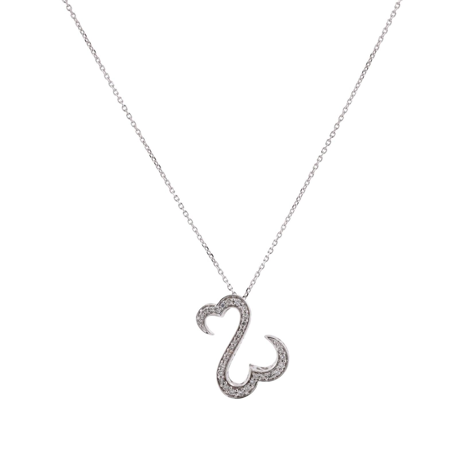 Jane Seymour Open Hearts 14K White Gold Diamond Necklace 0.40CTW Estate 14.75"