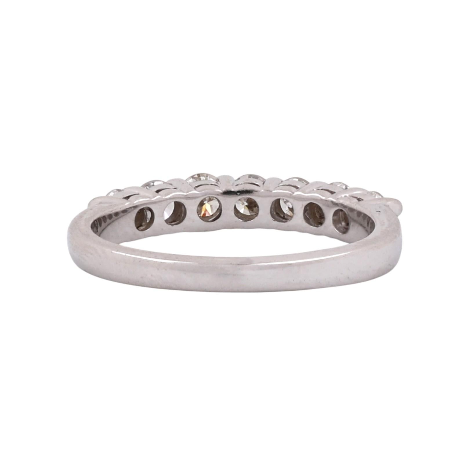 14K White Gold 0.70 CTW Natural Diamond 7 Stone Anniversary Wedding Band Ring