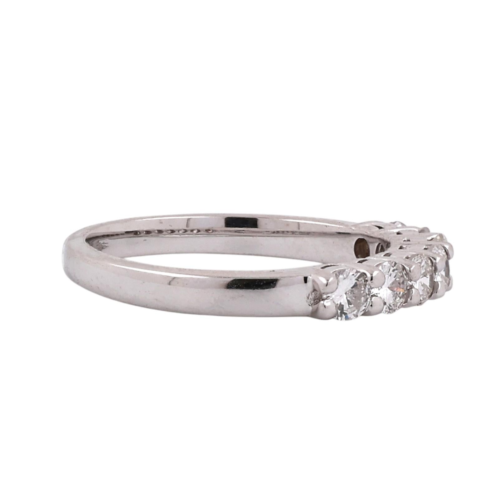 14K White Gold 0.70 CTW Natural Diamond 7 Stone Anniversary Wedding Band Ring
