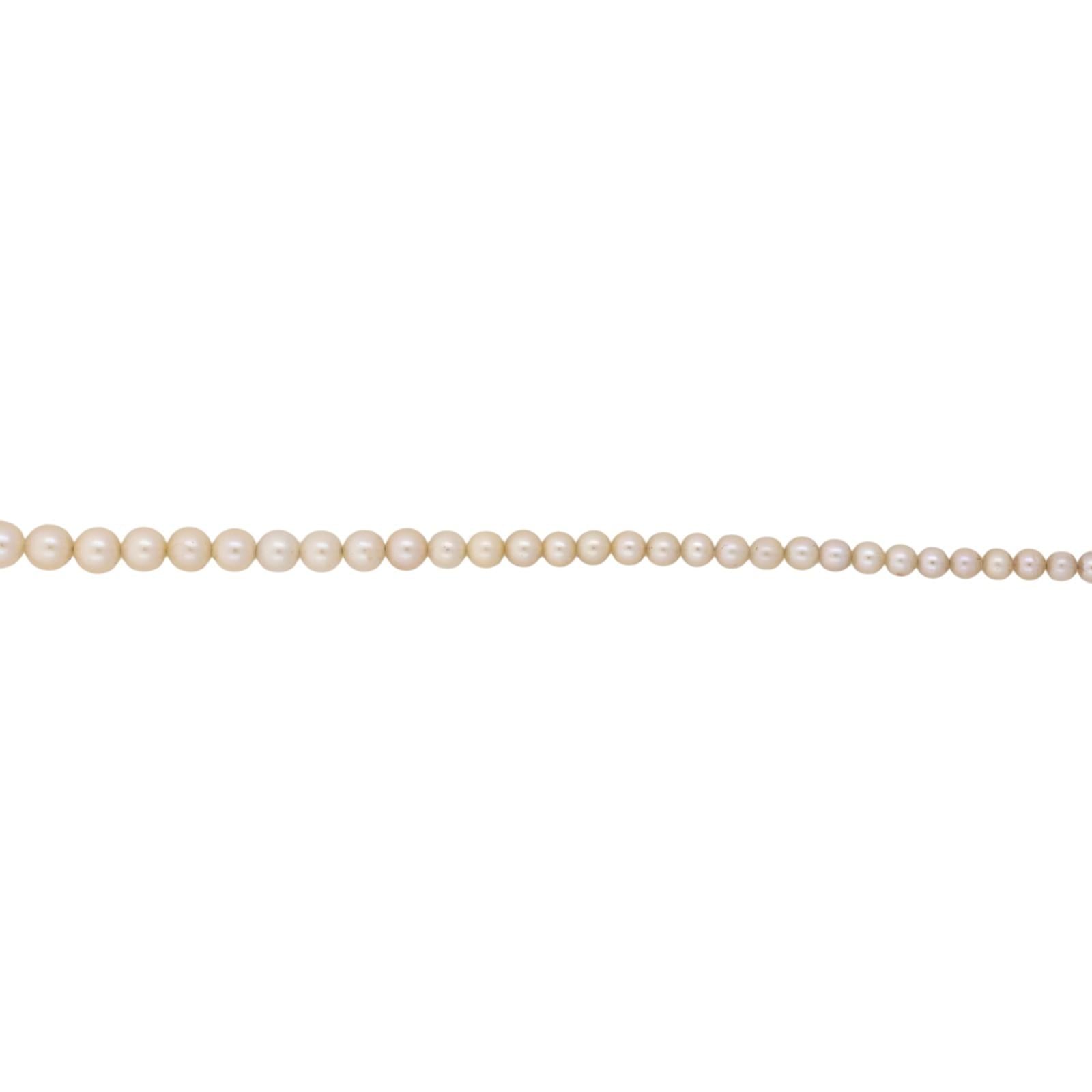 Vintage 14K White Gold Akoya Cultured Pearl Graduated Necklace 3-7.5mm 16.5"