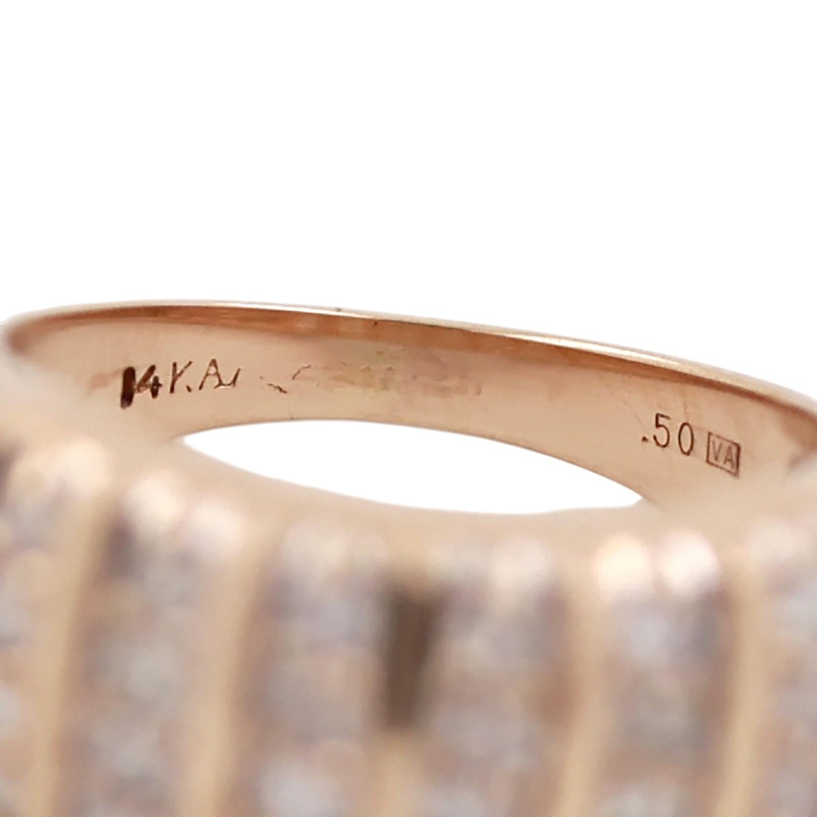 14K Yellow Gold 0.50CTW Diamond Multi Row Band Ring Size 6.5