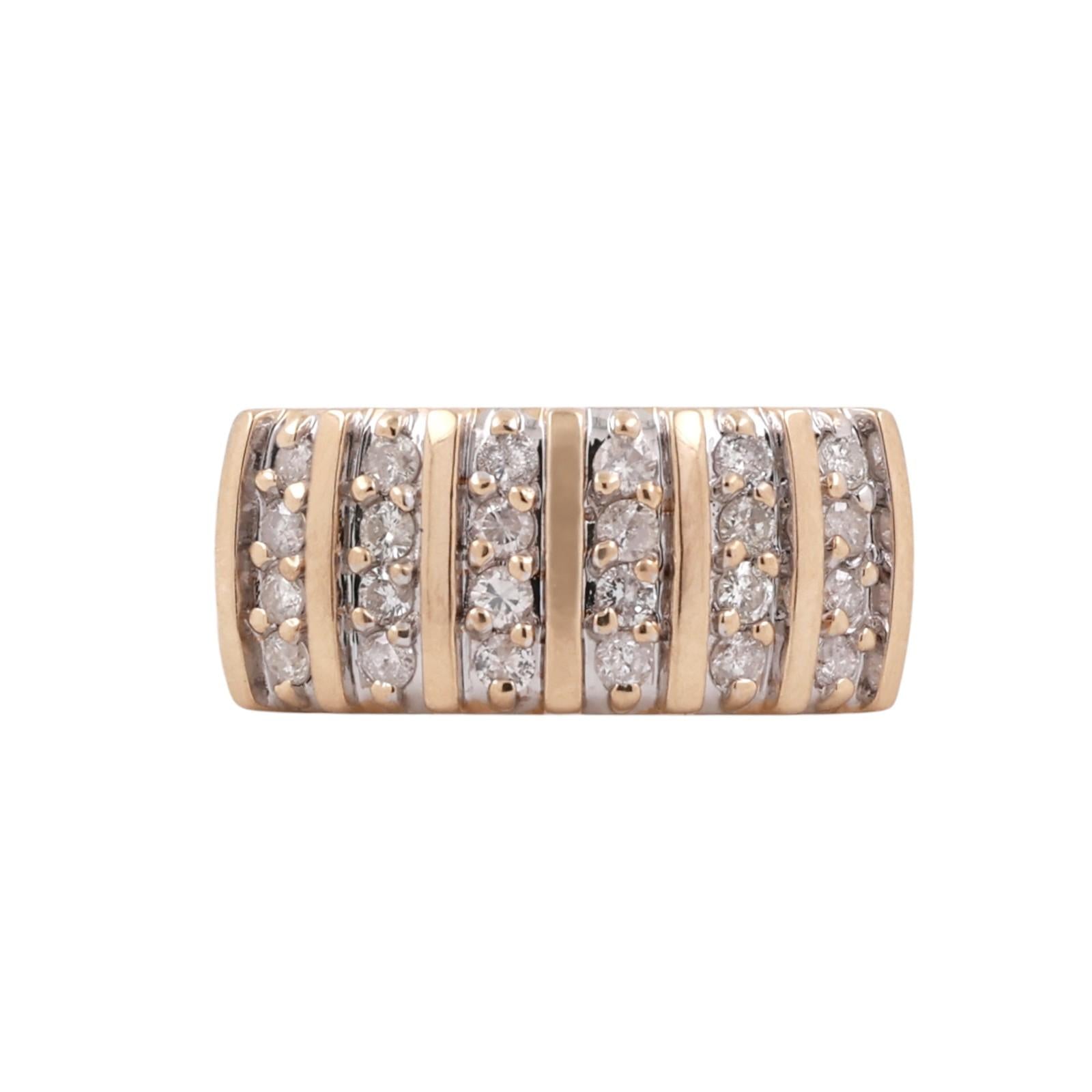 14K Yellow Gold 0.50CTW Diamond Multi Row Band Ring Size 6.5