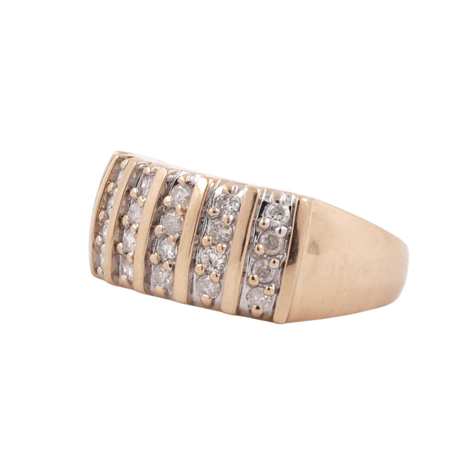 14K Yellow Gold 0.50CTW Diamond Multi Row Band Ring Size 6.5