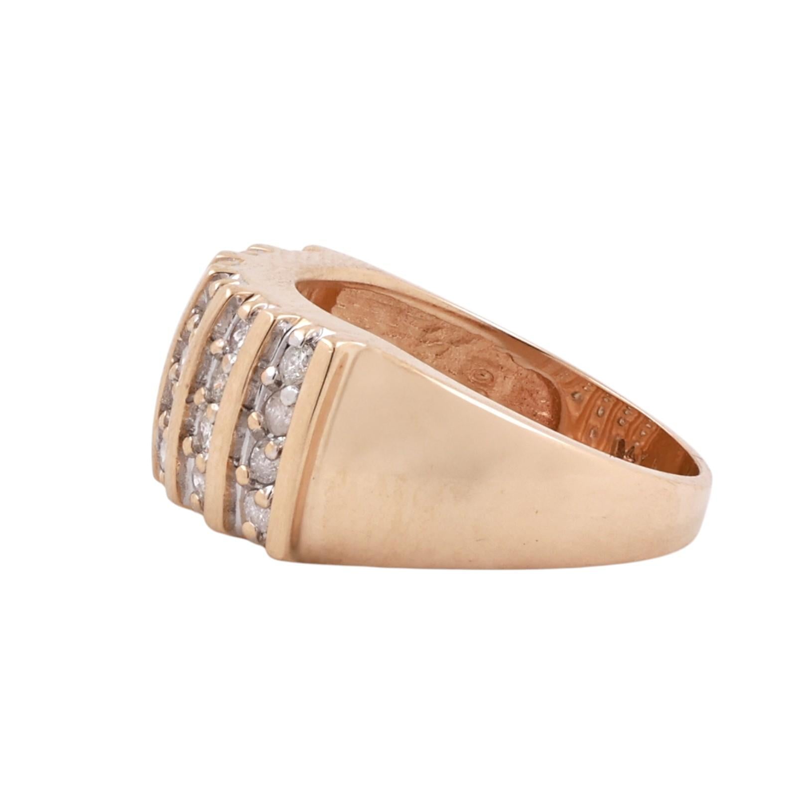 14K Yellow Gold 0.50CTW Diamond Multi Row Band Ring Size 6.5