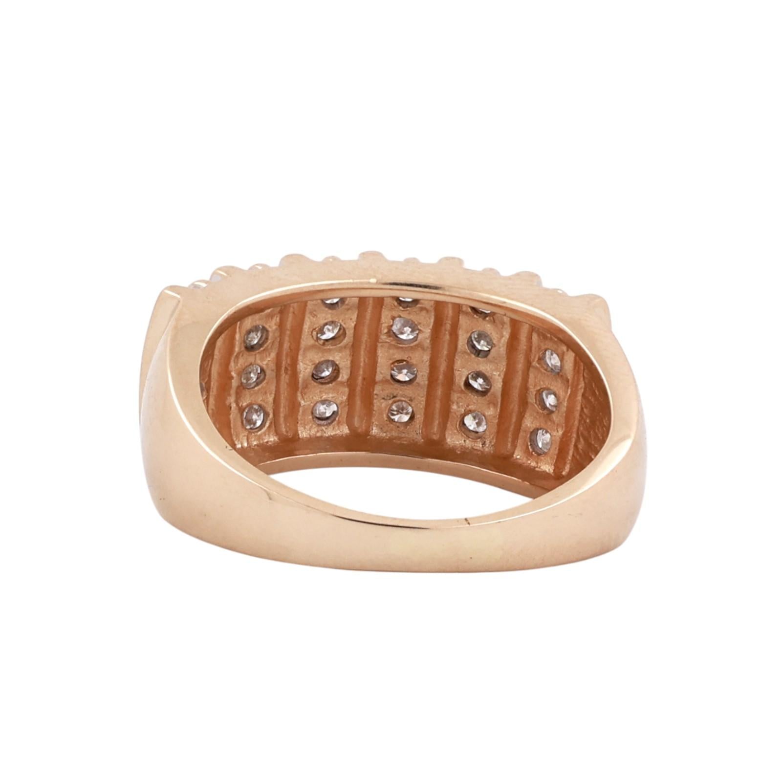 14K Yellow Gold 0.50CTW Diamond Multi Row Band Ring Size 6.5