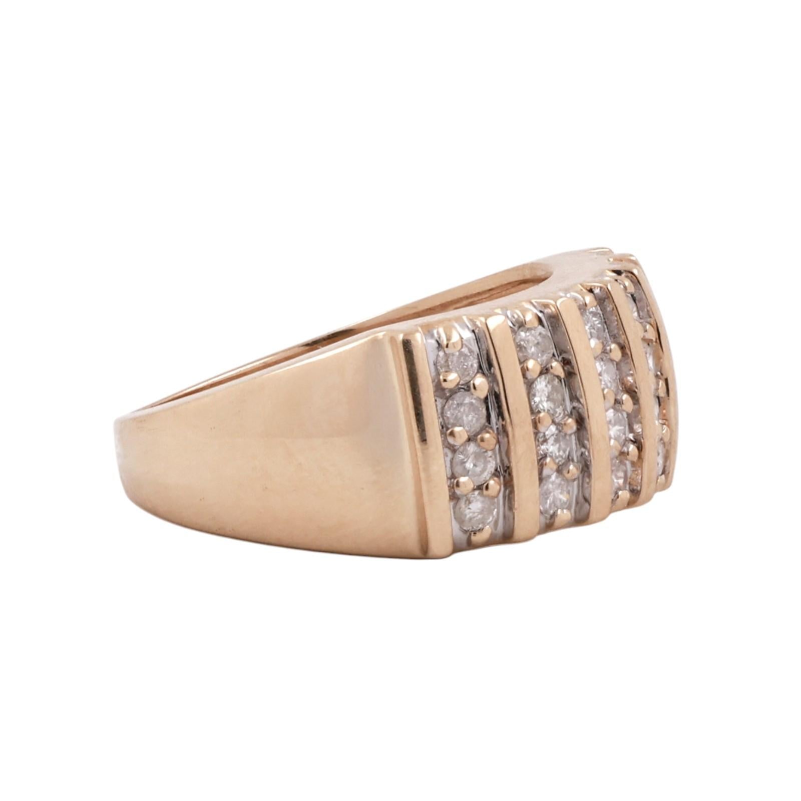 14K Yellow Gold 0.50CTW Diamond Multi Row Band Ring Size 6.5