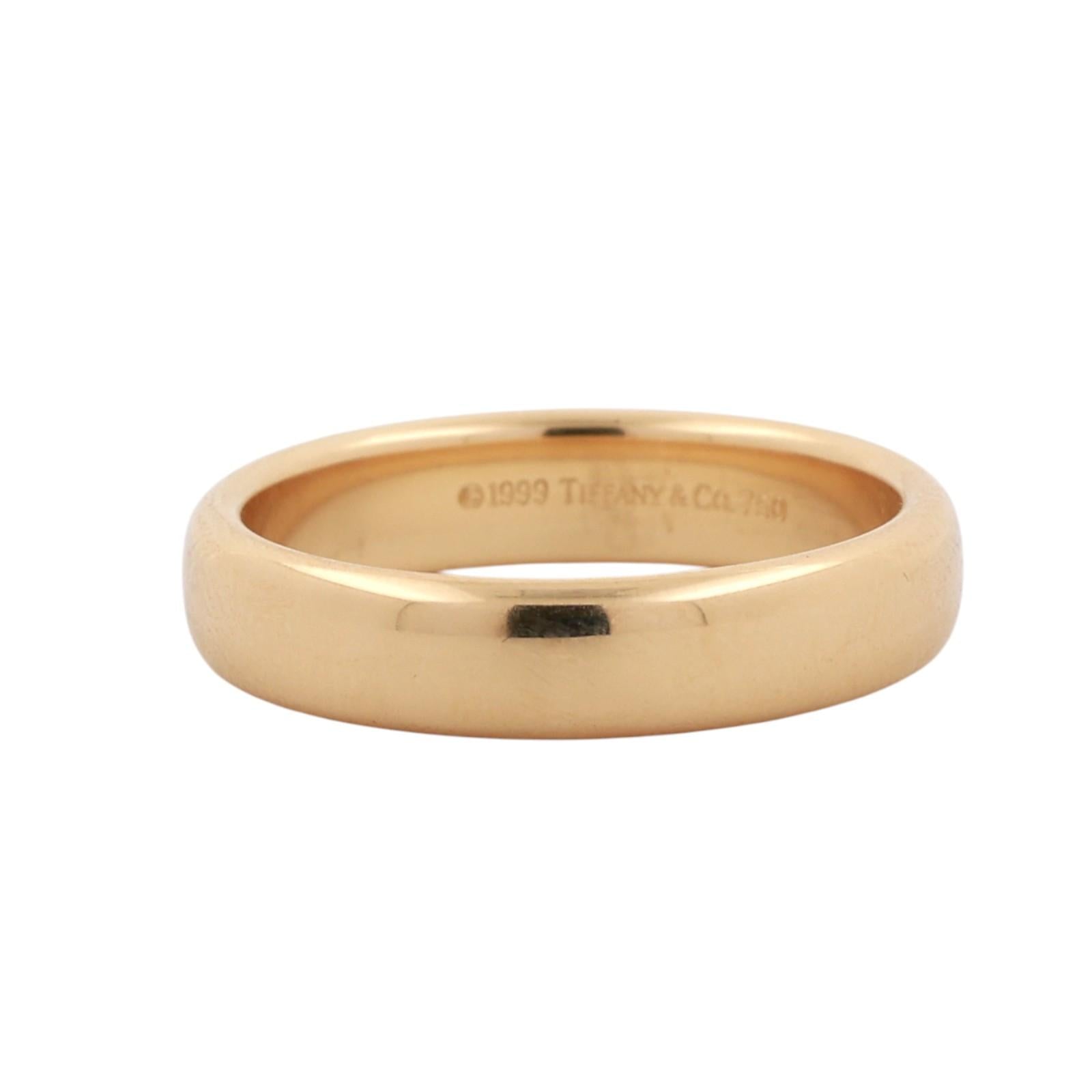 Tiffany & Co. 18K Yellow Gold 4.5mm Comfort Fit Wedding Band Ring Size 8