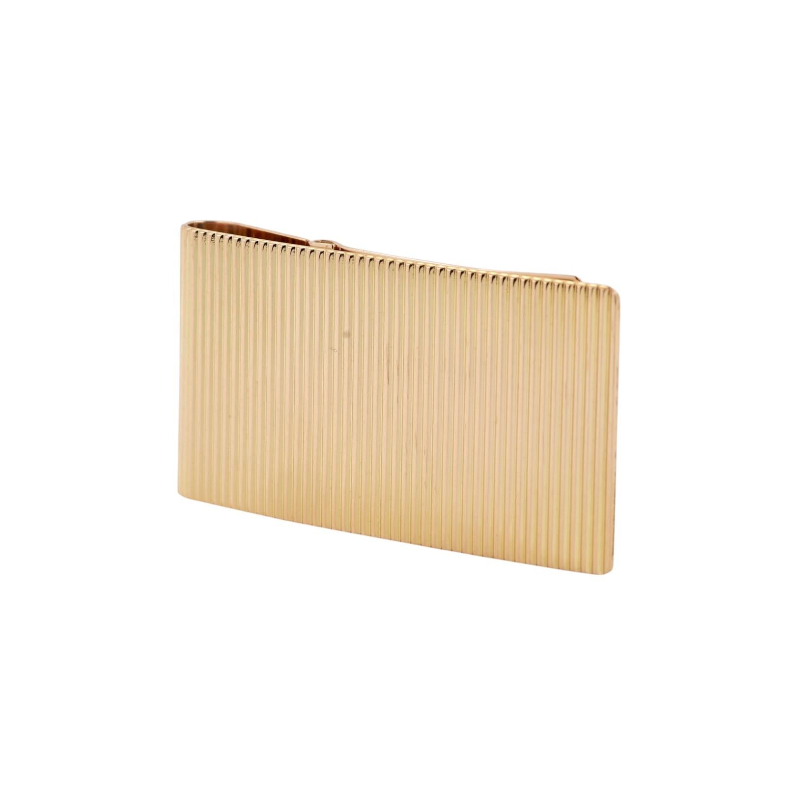 Vintage Tiffany & Co. 18K Yellow Gold Ribbed Money Clip Spain 2003 With Pouch