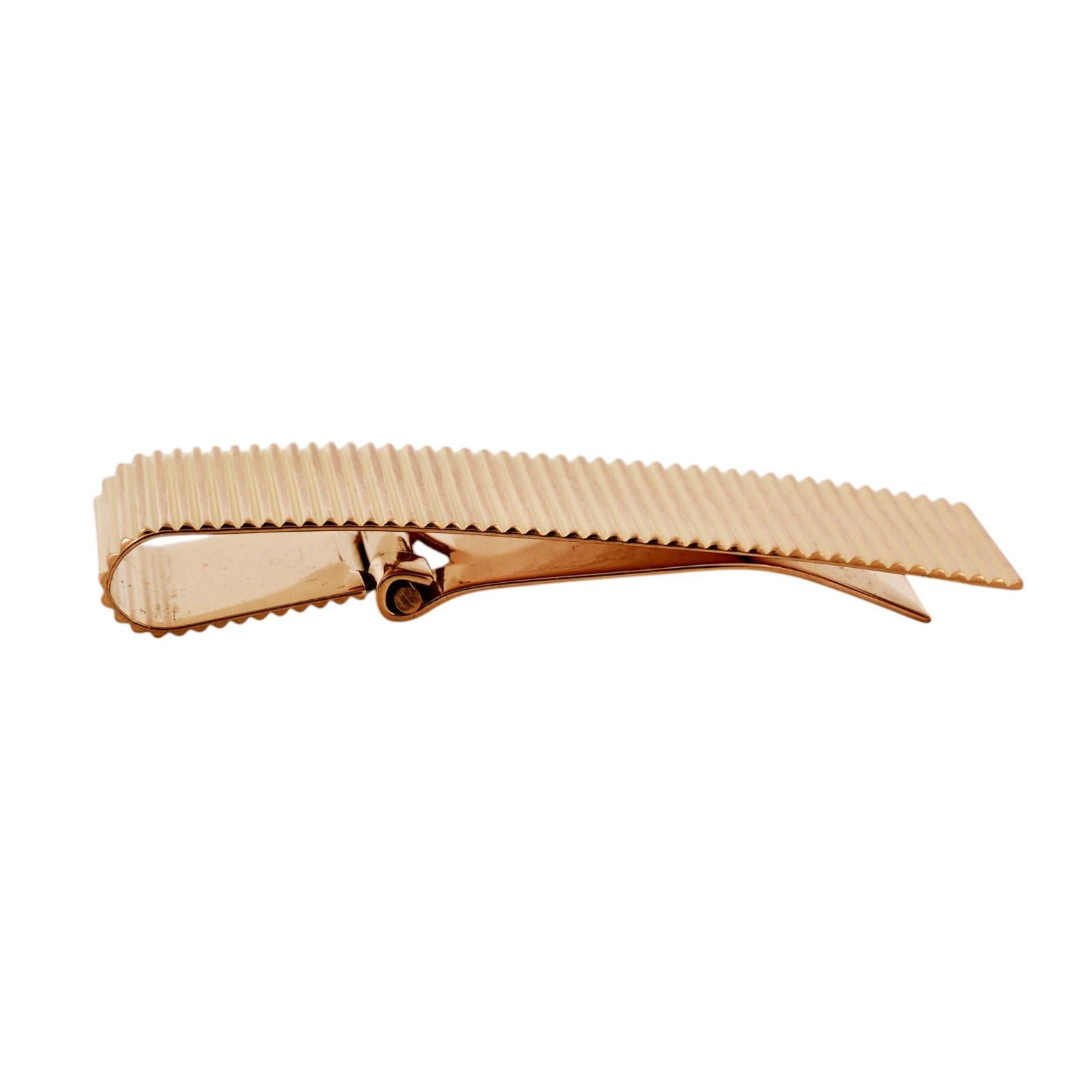 Vintage Tiffany & Co. 18K Yellow Gold Ribbed Money Clip Spain 2003 With Pouch