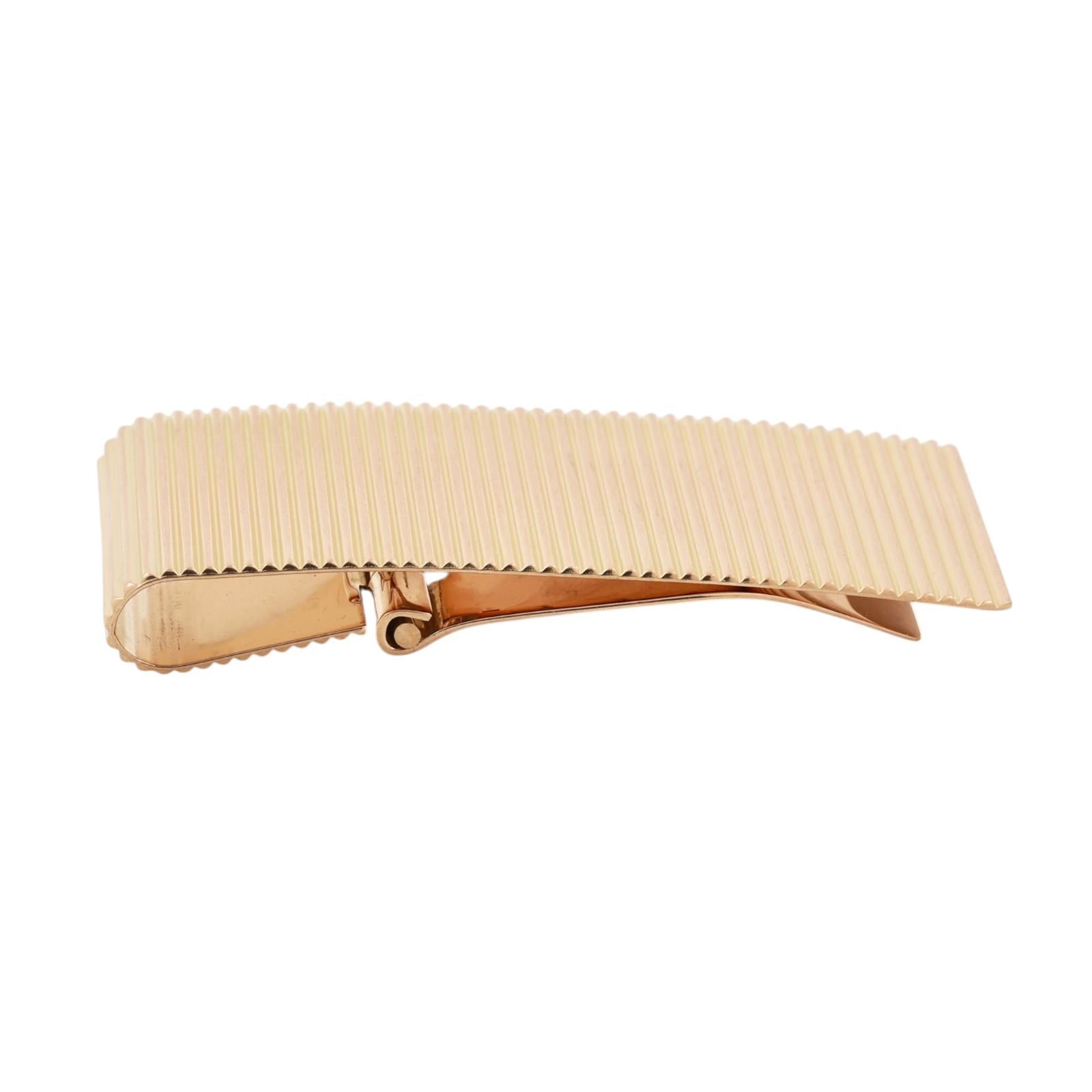 Vintage Tiffany & Co. 18K Yellow Gold Ribbed Money Clip Spain 2003 With Pouch