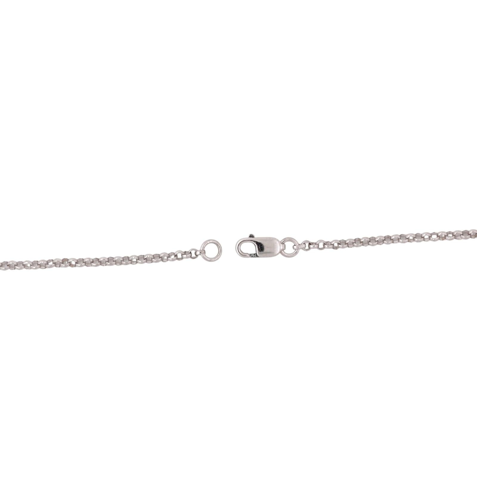 18K White Gold Diamond Station Necklace 1.00CTW Floral Cluster 17.25" Estate