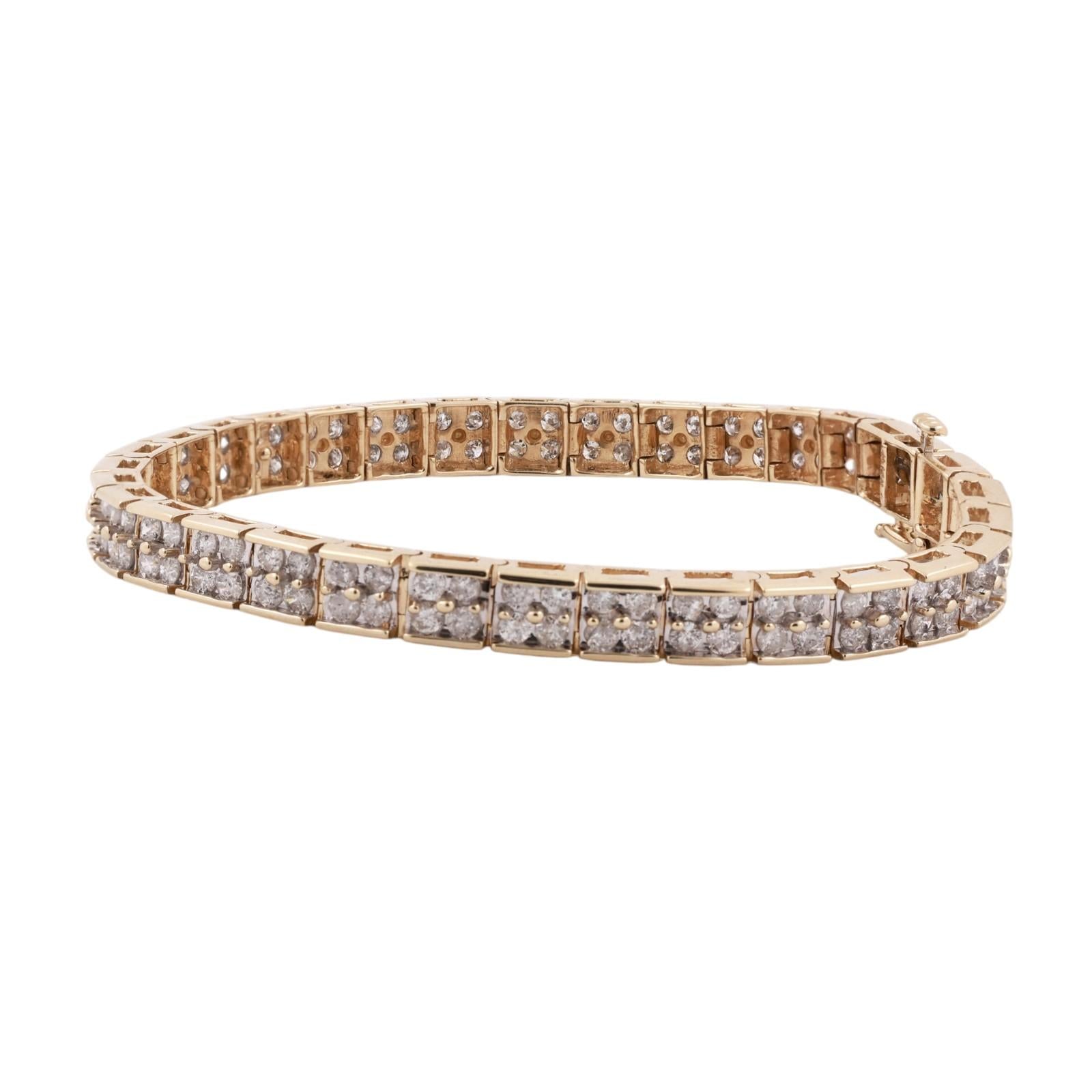 14K Two Tone Gold 5.00CTW Diamond Tennis Bracelet Two Rows Diamonds 7"