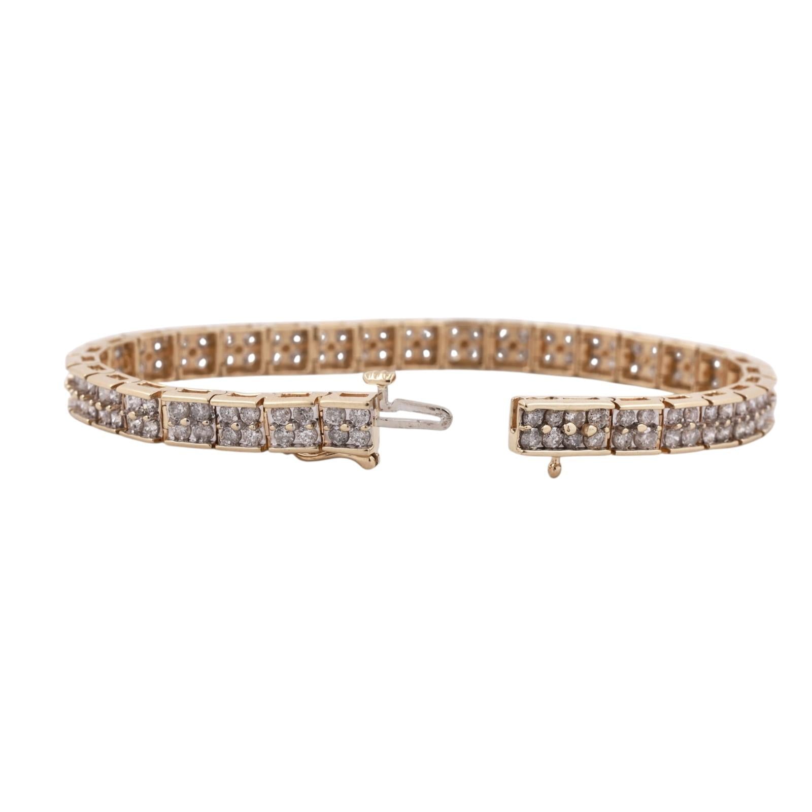 14K Two Tone Gold 5.00CTW Diamond Tennis Bracelet Two Rows Diamonds 7"