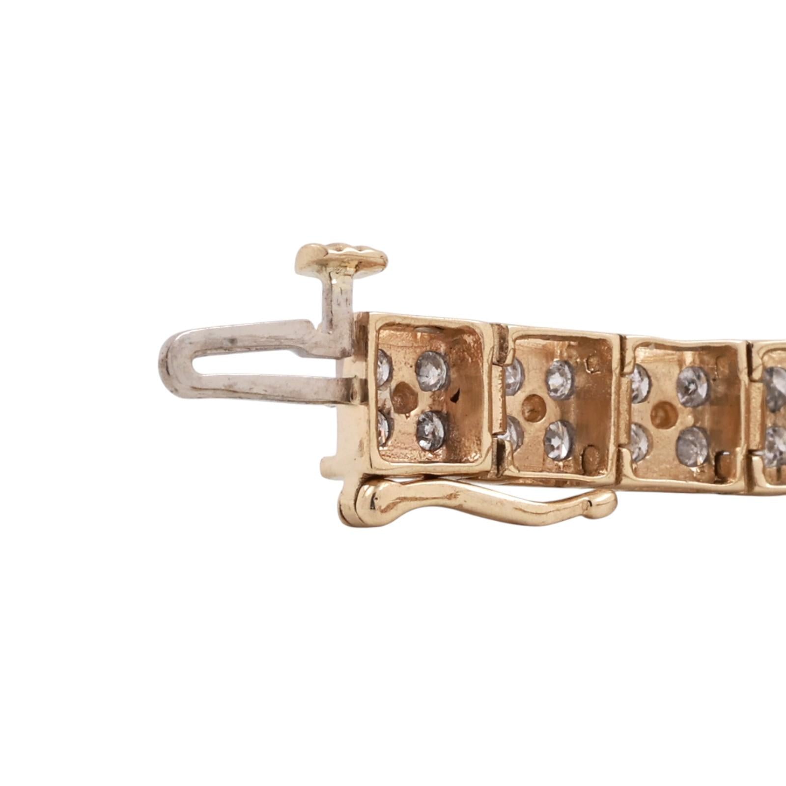 14K Two Tone Gold 5.00CTW Diamond Tennis Bracelet Two Rows Diamonds 7"