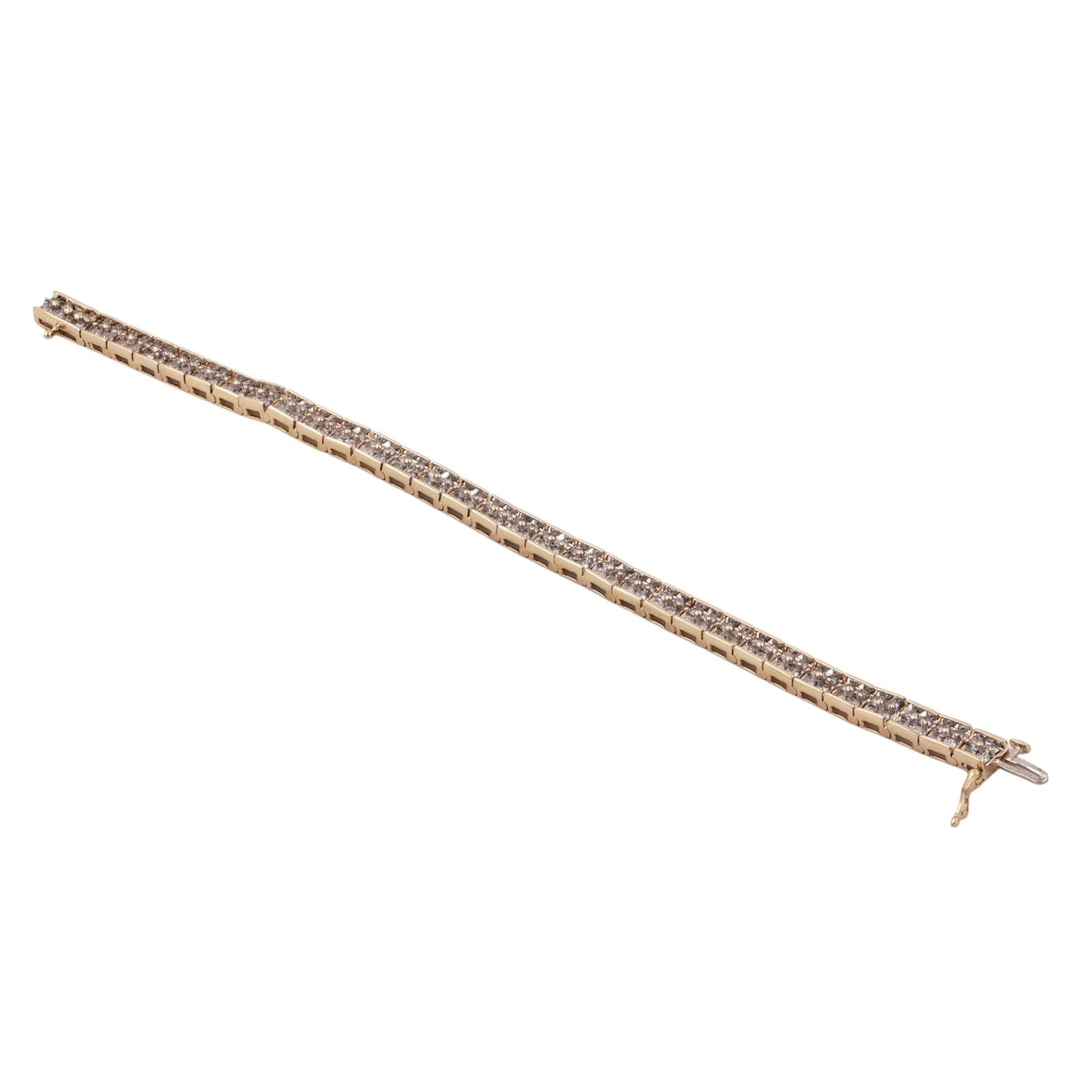 14K Two Tone Gold 5.00CTW Diamond Tennis Bracelet Two Rows Diamonds 7"