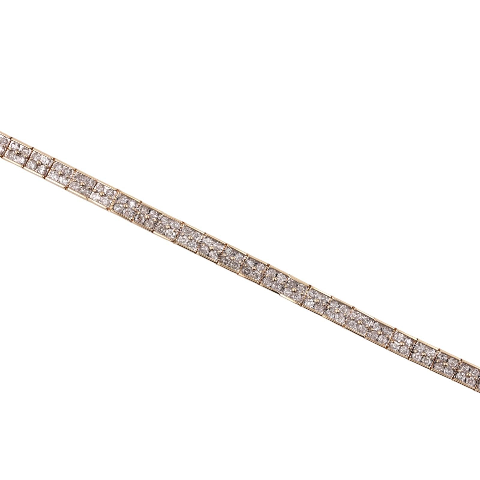 14K Two Tone Gold 5.00CTW Diamond Tennis Bracelet Two Rows Diamonds 7"