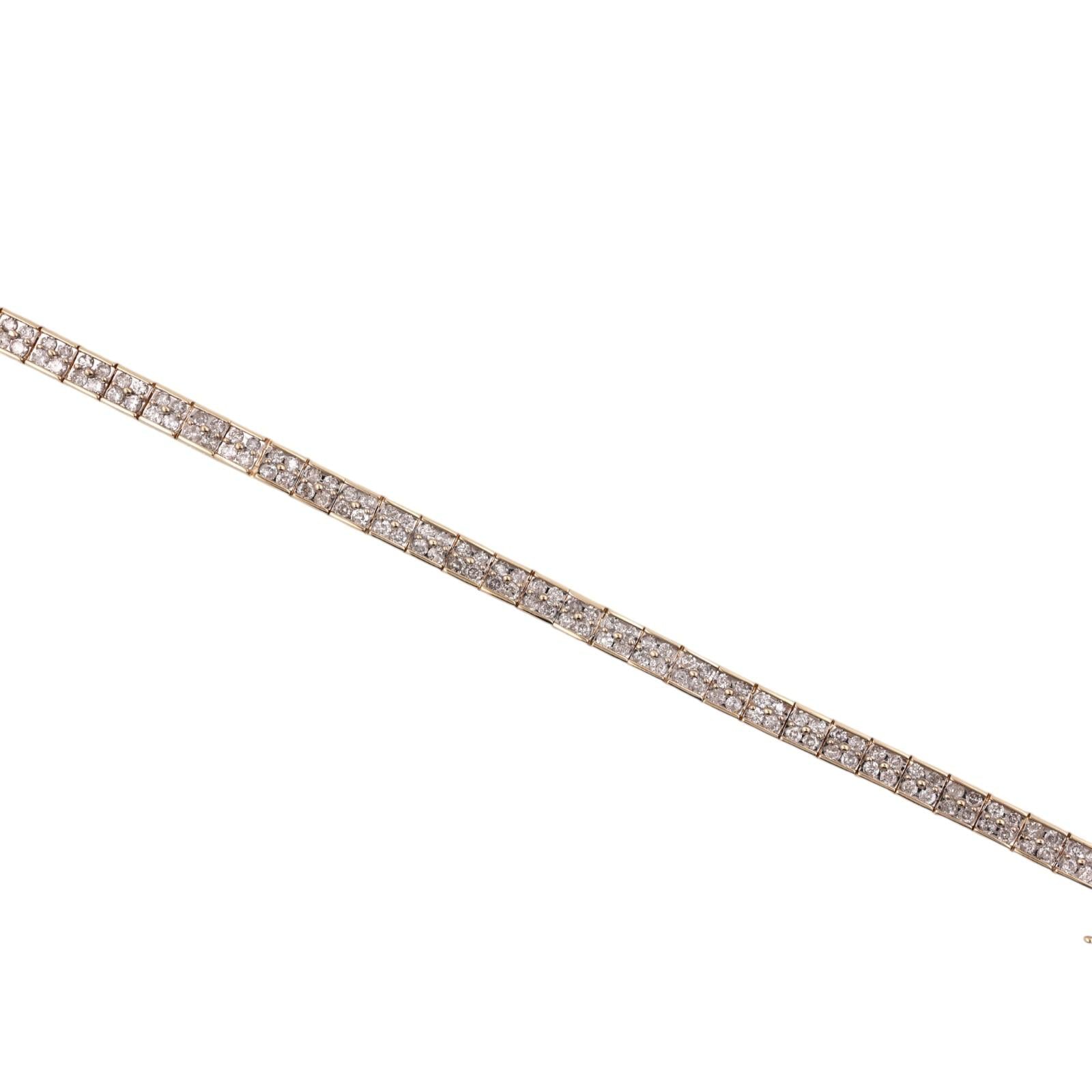 14K Two Tone Gold 5.00CTW Diamond Tennis Bracelet Two Rows Diamonds 7"