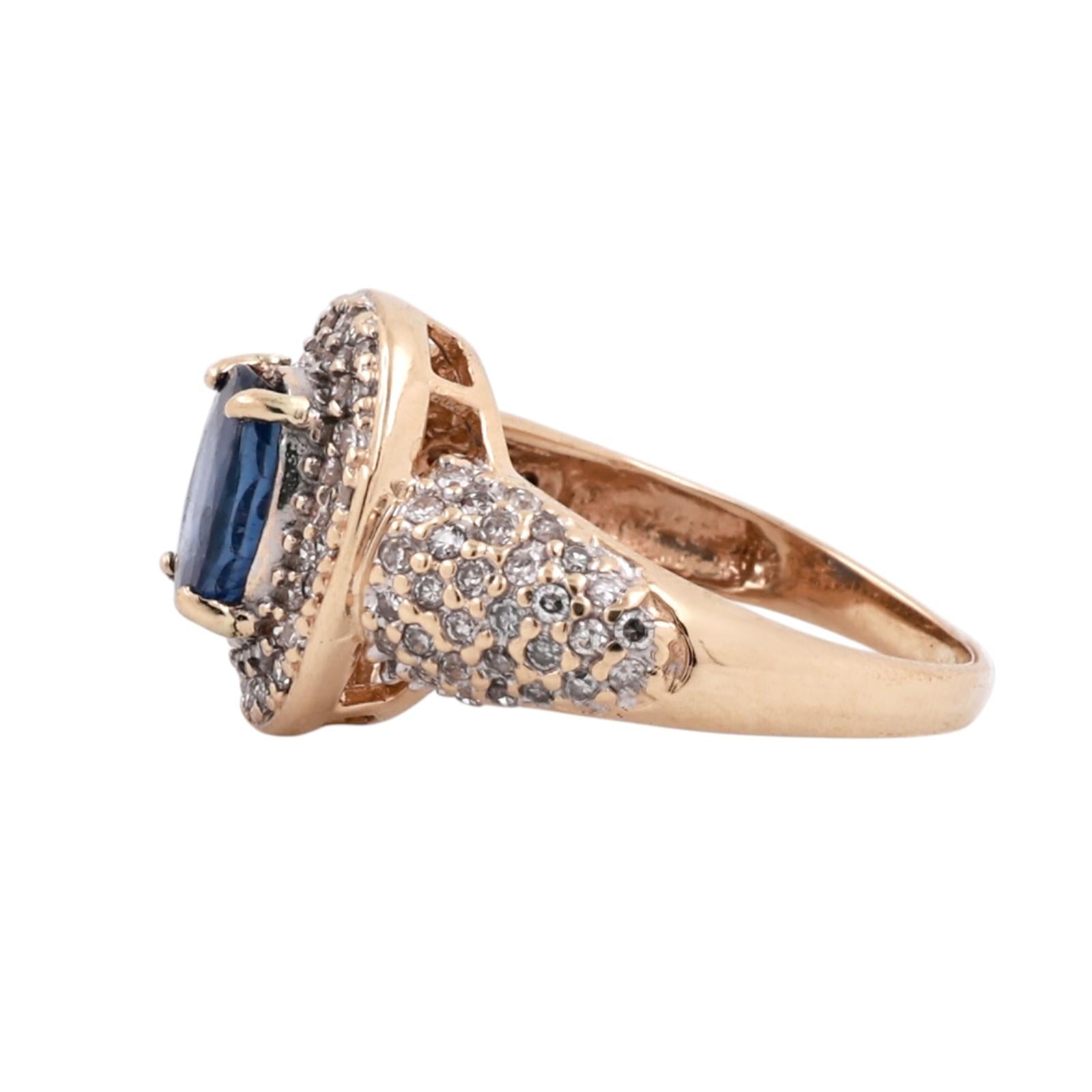 2.00CTW Natural Sapphire Diamond Halo Ring 14K Yellow Gold Estate Size 6