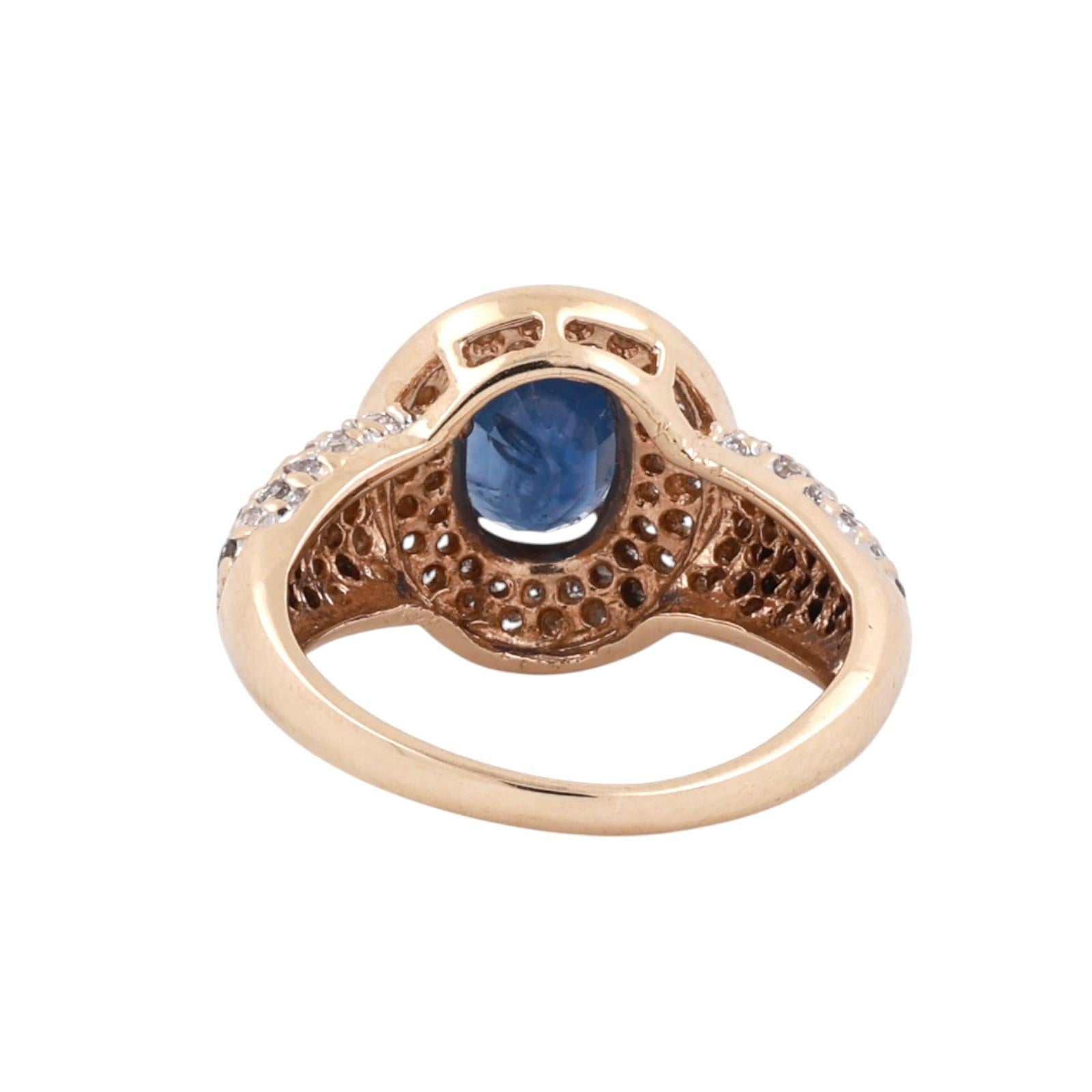 2.00CTW Natural Sapphire Diamond Halo Ring 14K Yellow Gold Estate Size 6