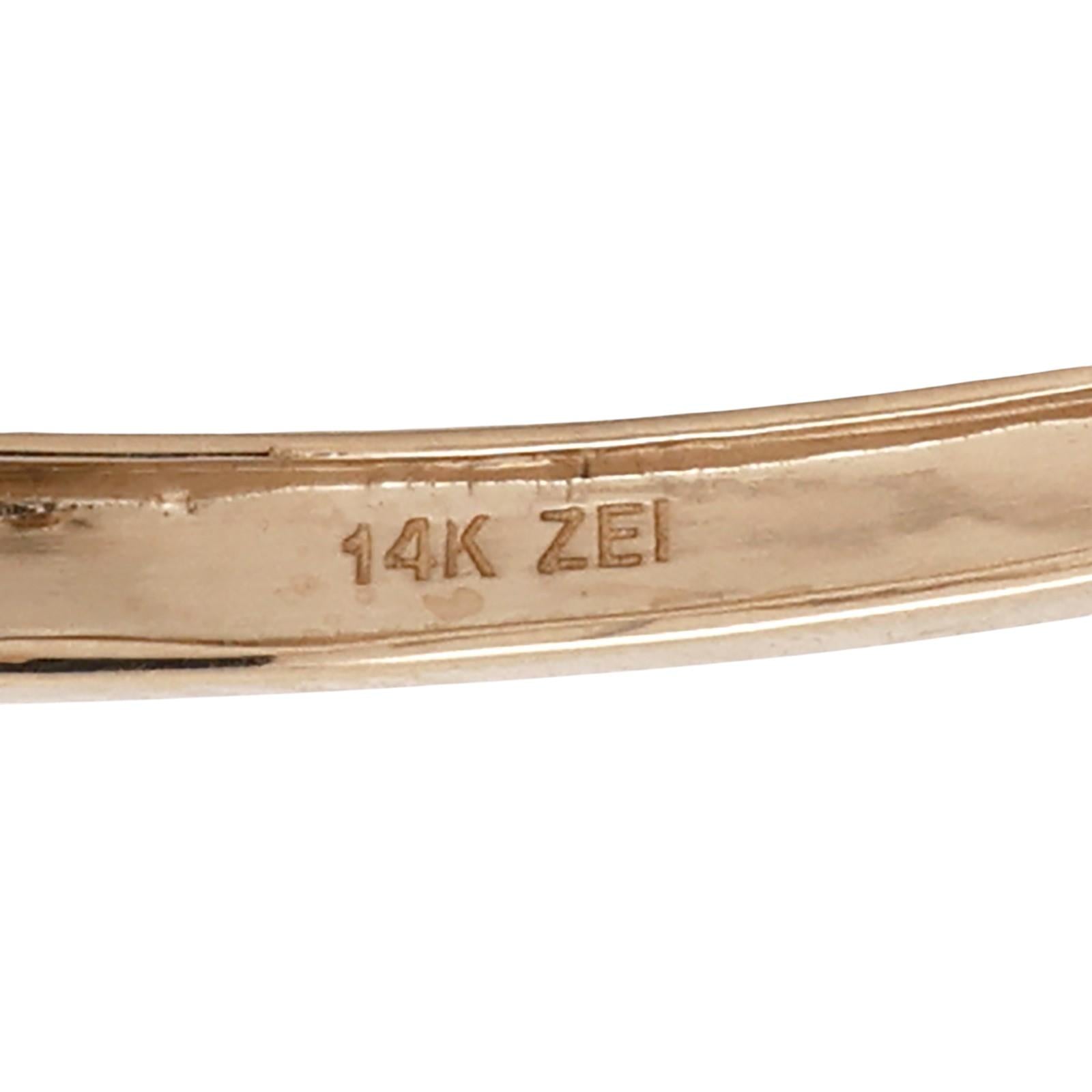 14K Two Tone Gold 1.00CTW Diamond Bypass Hinged Bangle Bracelet 6.75"
