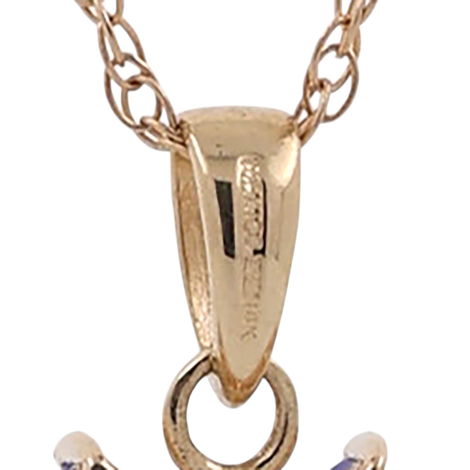 14K Gold Tanzanite Heart Pendant Necklace 18.25" Marquise Gems Estate Jewelry
