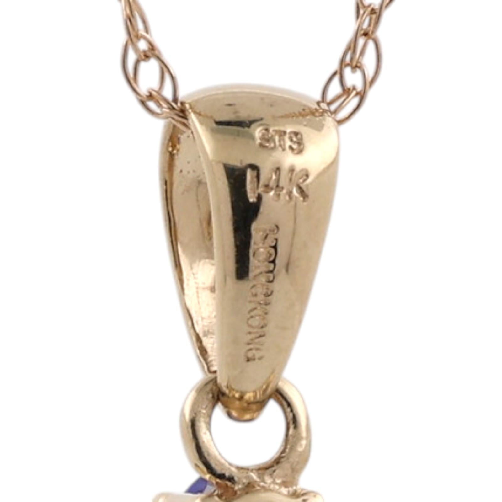 14K Gold 2.35CTW Tanzanite Cluster Pendant Chain Necklace 18" Estate Hong Kong