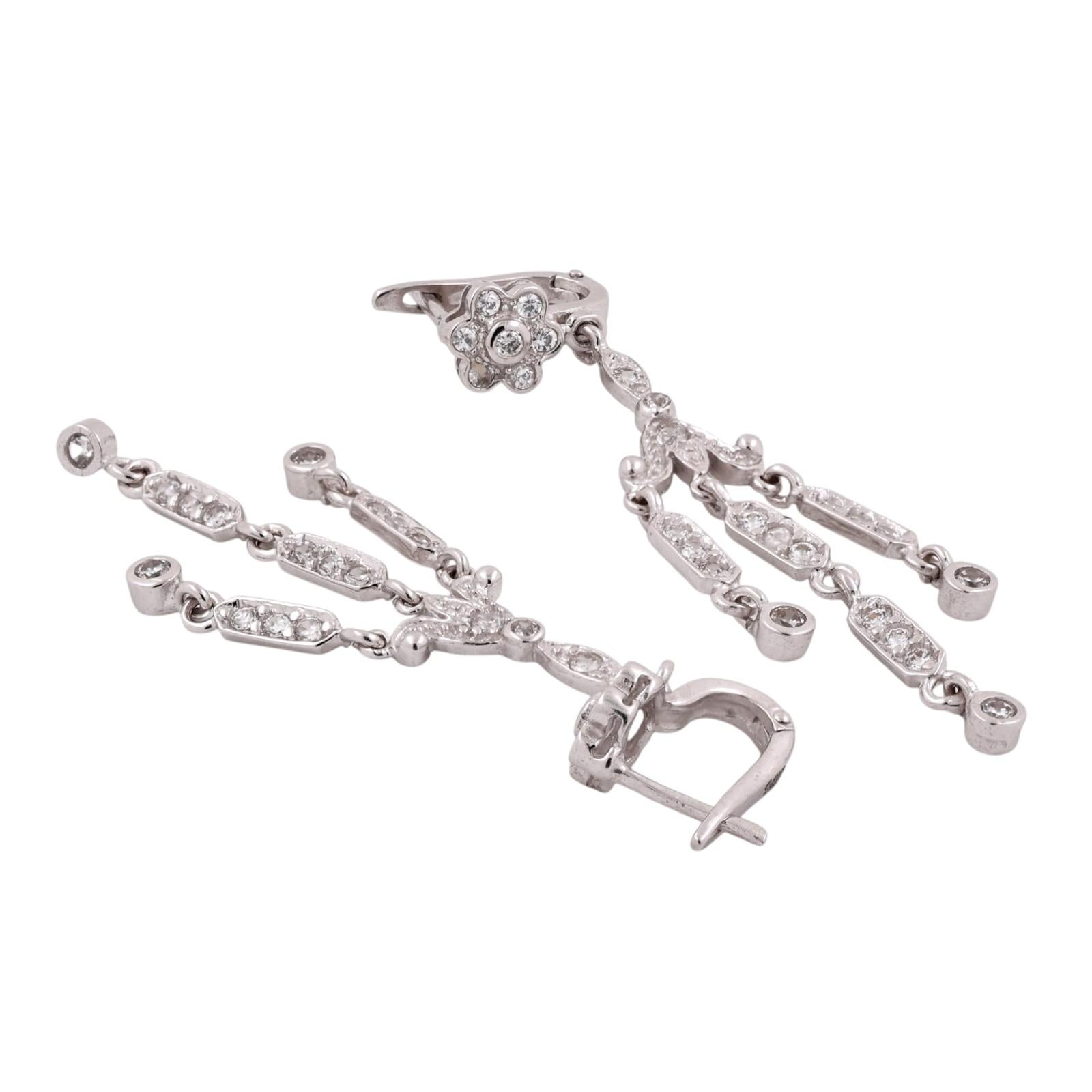 14K White Gold 2.00CTW Diamond Chandelier Dangle Earrings Estate Latch Back