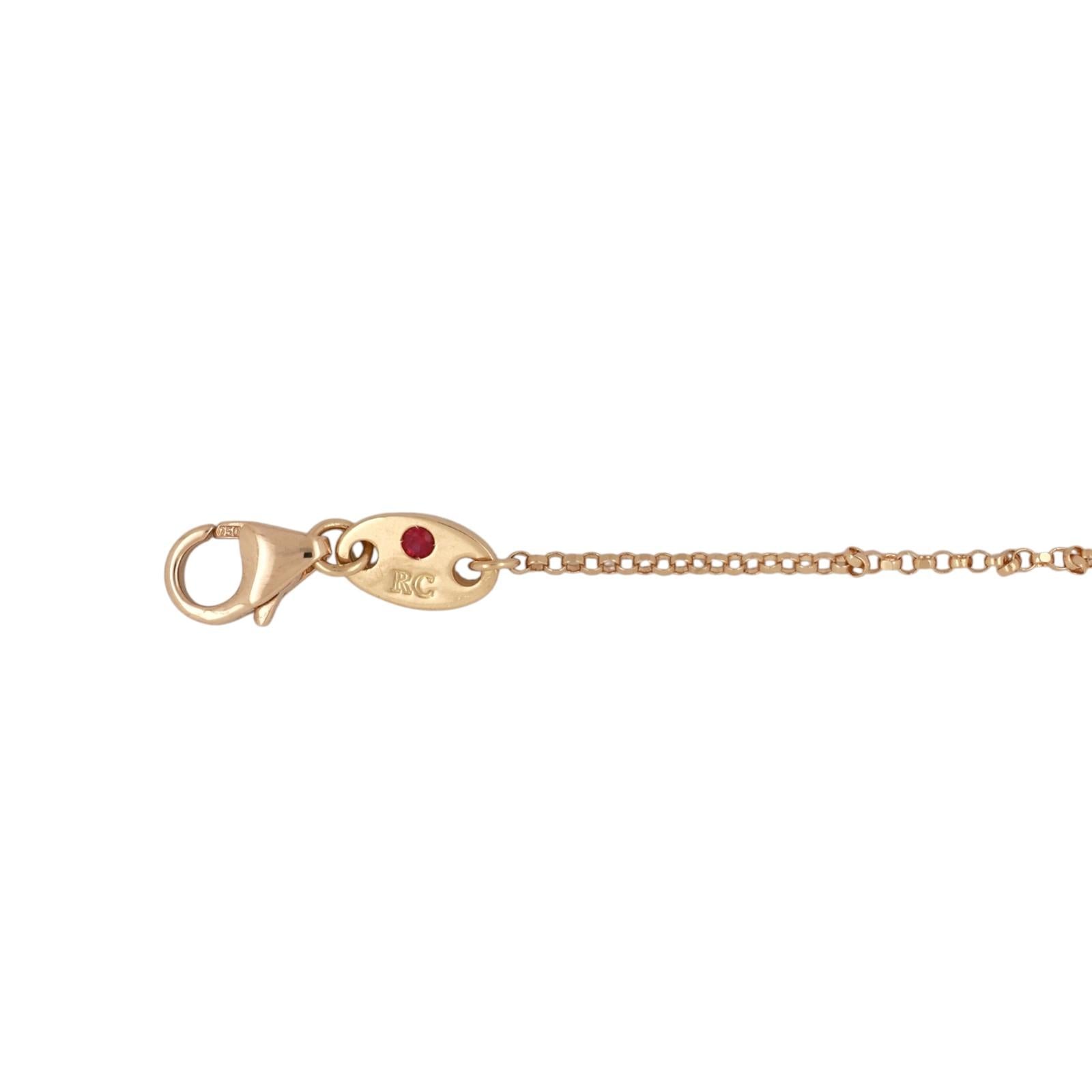 Roberto Coin 18K Yellow Gold Jasmine Diamond Small Flower Rolo Bracelet 6-7"