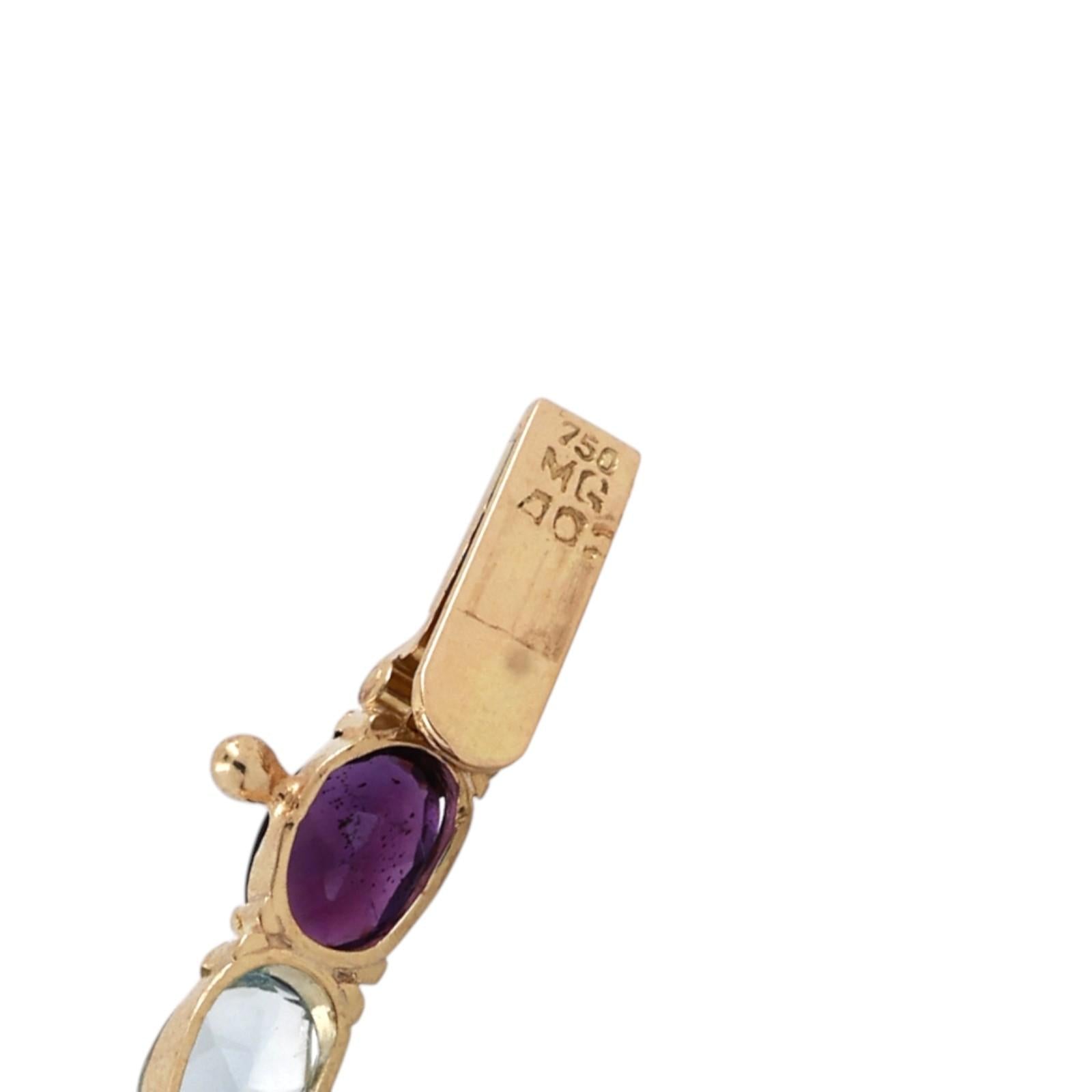 Multi Gemstone Tennis Bracelet Yellow Gold Amethyst Tourmaline Garnet Topaz 6.75