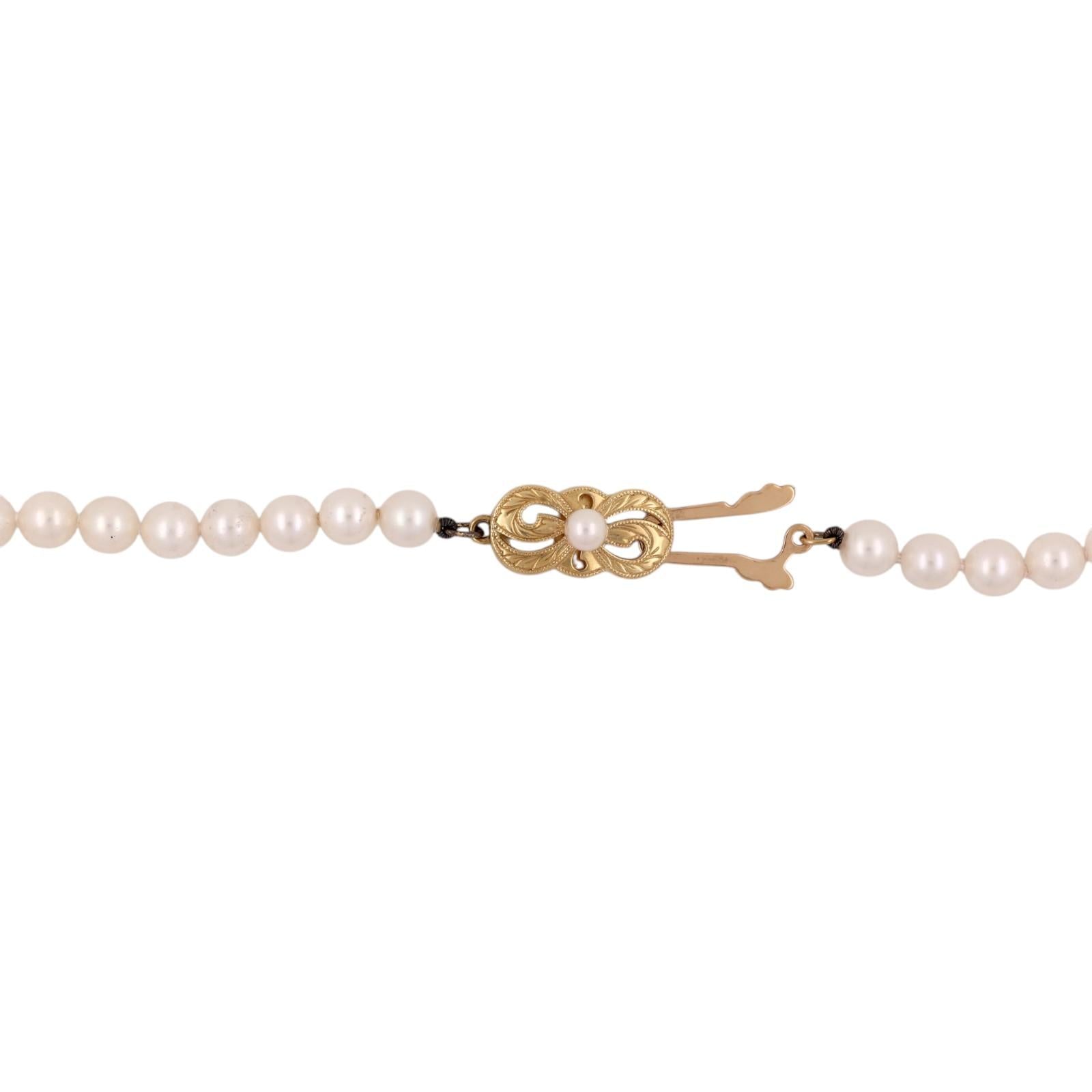 Mikimoto Akoya Pearl Necklace 18K Gold Clasp 16" 5-5.4mm Estate Strand