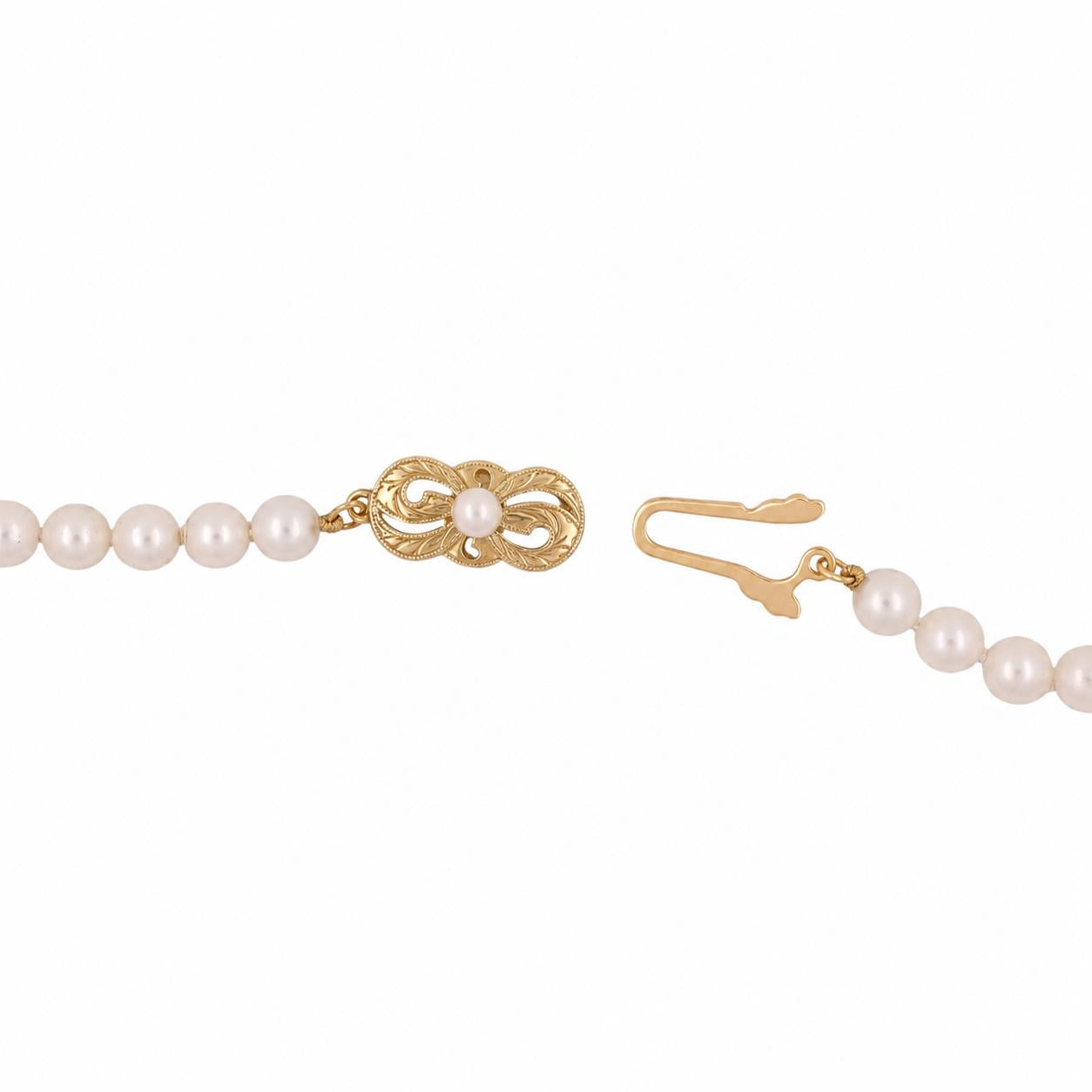 Mikimoto Akoya Pearl Necklace 18K Gold Clasp 16" 5-5.4mm Estate Strand