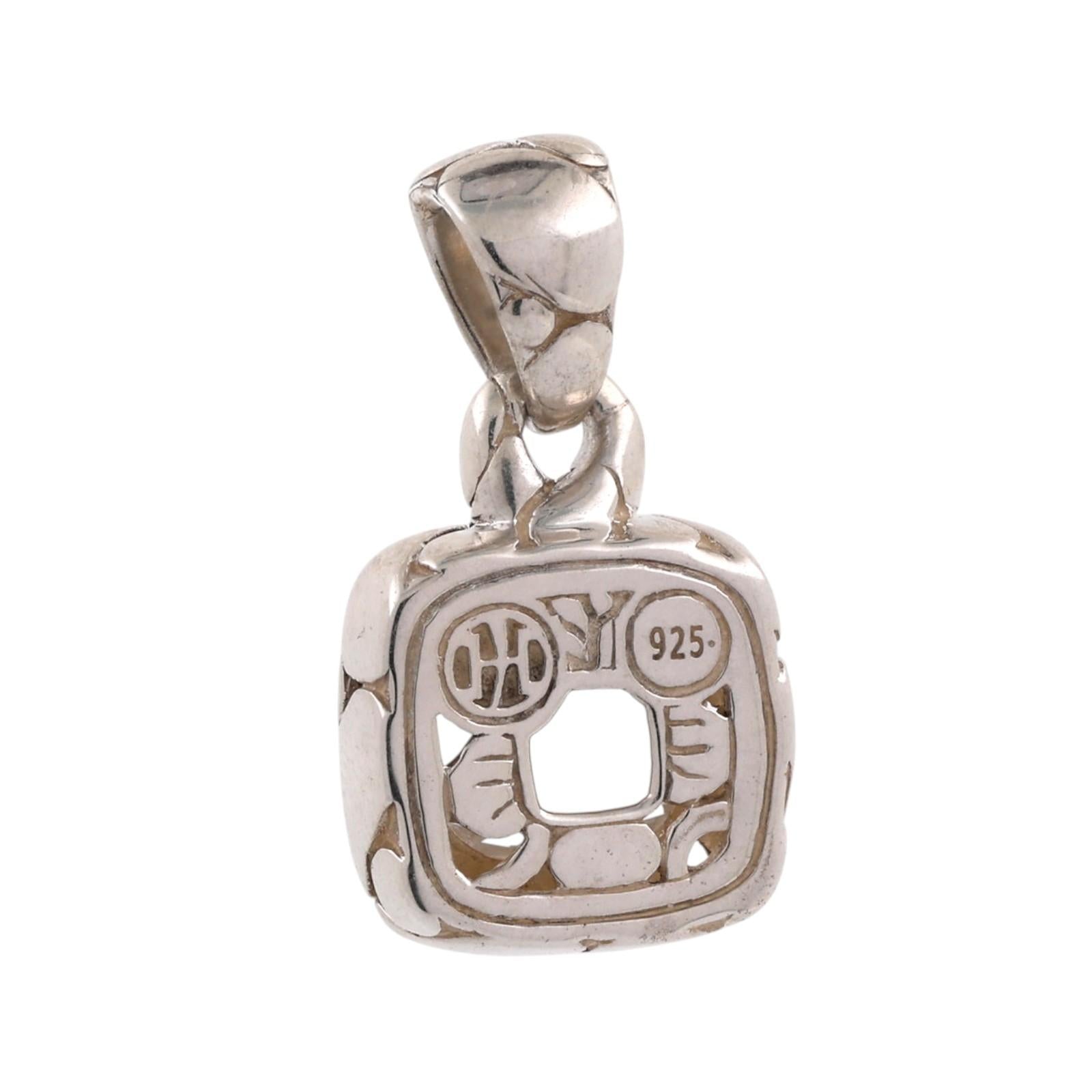 John Hardy 925 Sterling Silver Cushion Cut White Topaz Pendant 5.50CT Estate