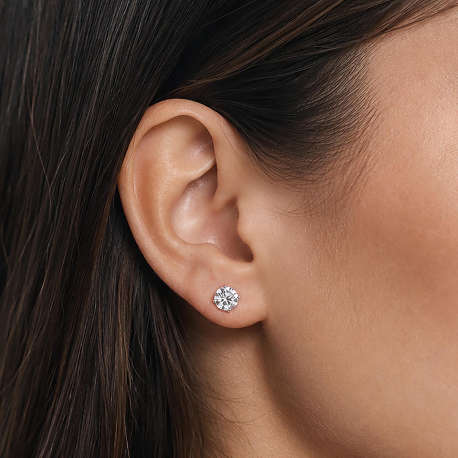 1.60 CTW Natural Diamond Stud Earrings 14K White Gold Screw Back Estate