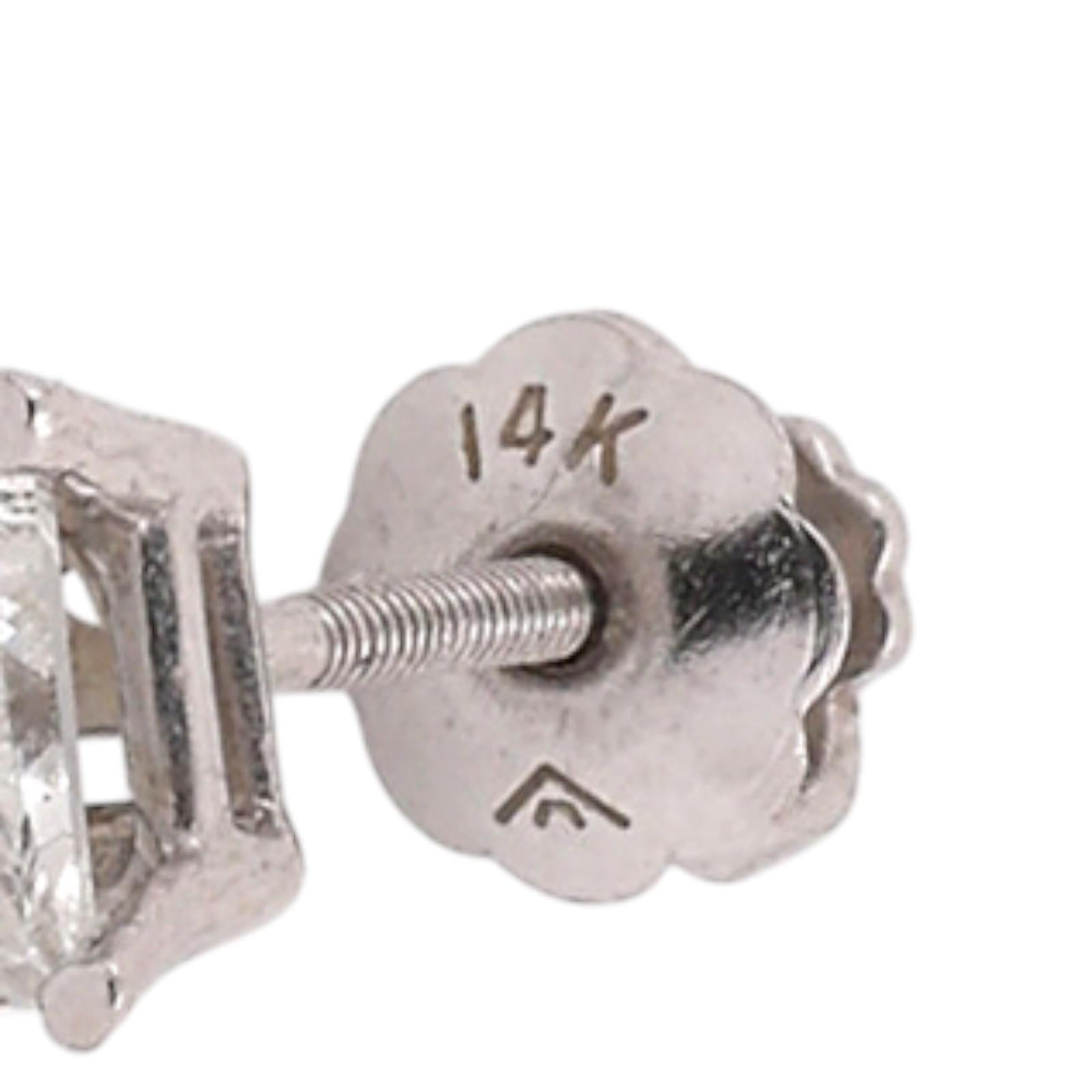 0.63CTW Natural Princess Cut Diamond Stud Earrings Platinum 14K Gold Screw Backs