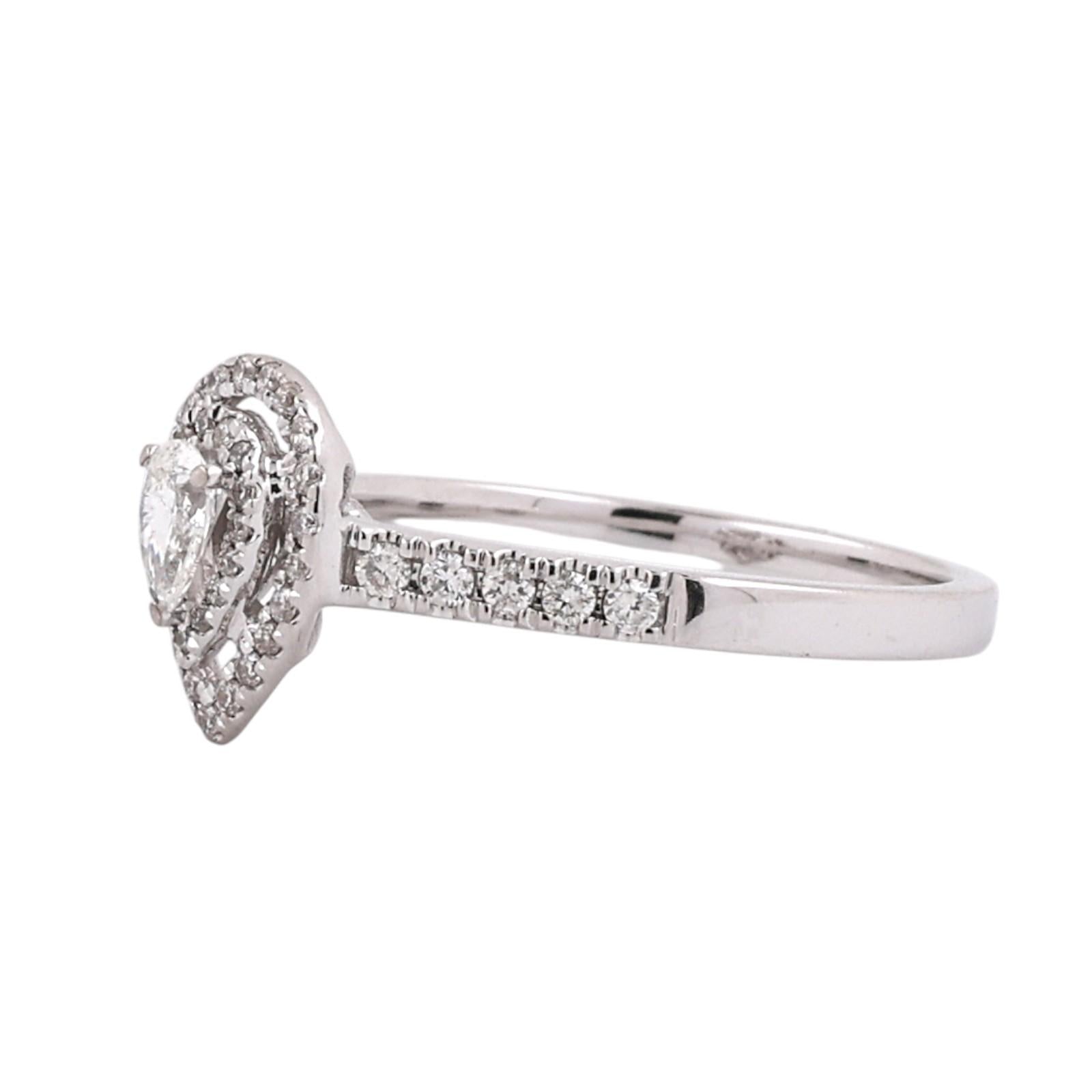 14K White Gold 0.75CTW Pear Diamond Double Halo Engagement Ring Size 7