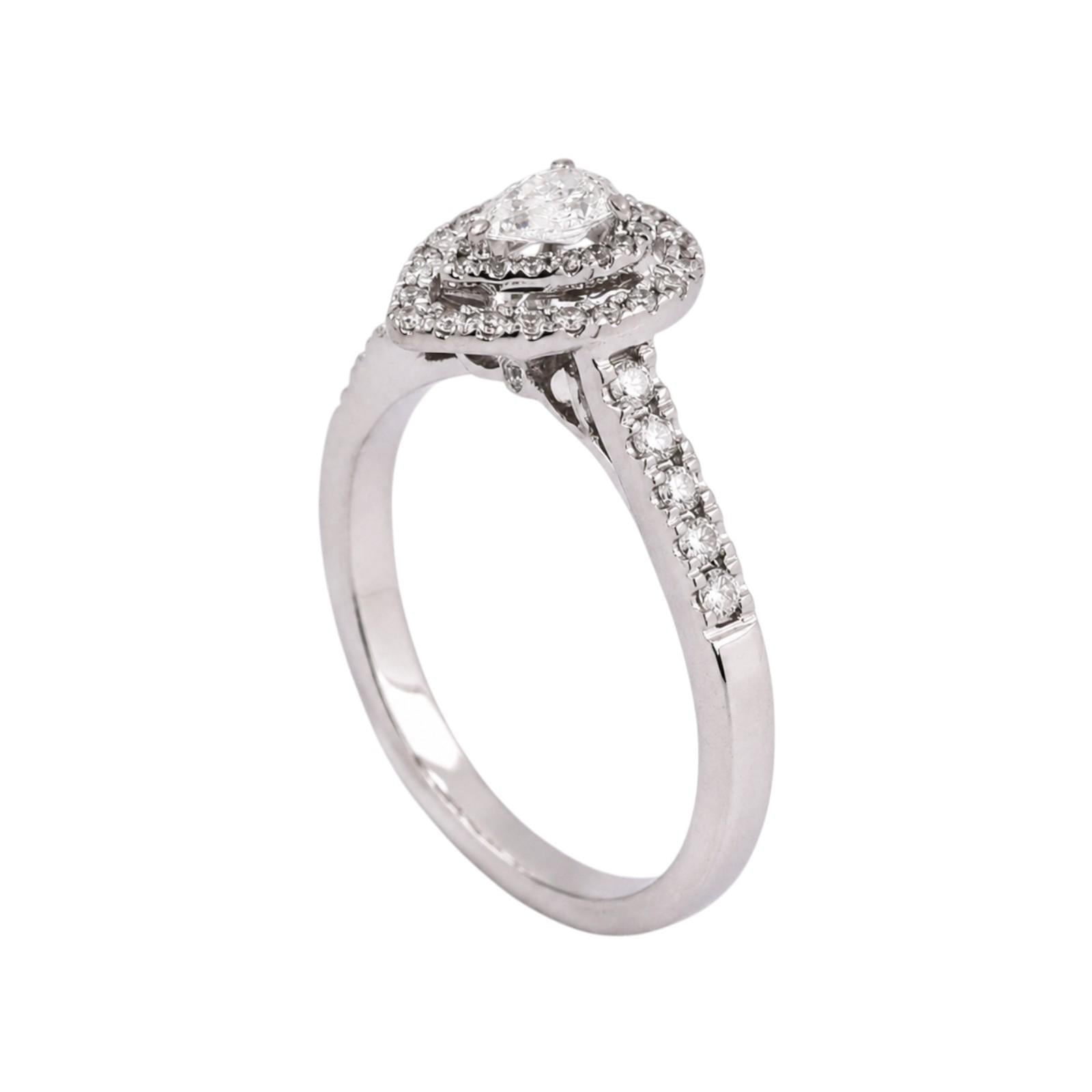 14K White Gold 0.75CTW Pear Diamond Double Halo Engagement Ring Size 7