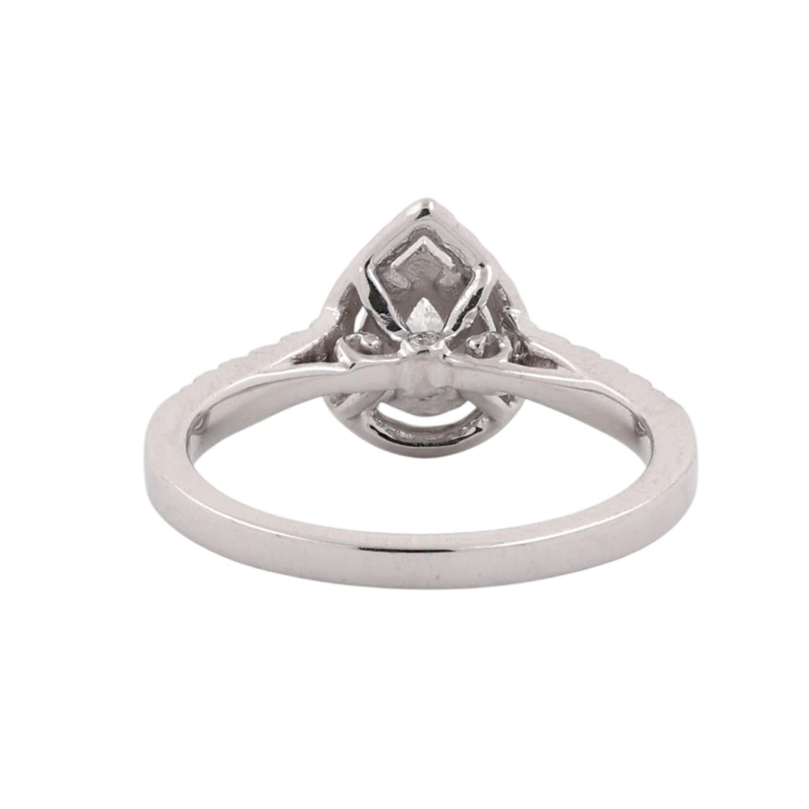 14K White Gold 0.75CTW Pear Diamond Double Halo Engagement Ring Size 7