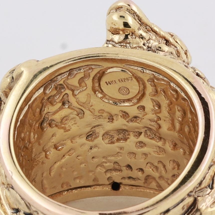 Italian Alligator Ring 14K Yellow Gold Wide Statement Band Estate Size 7.75