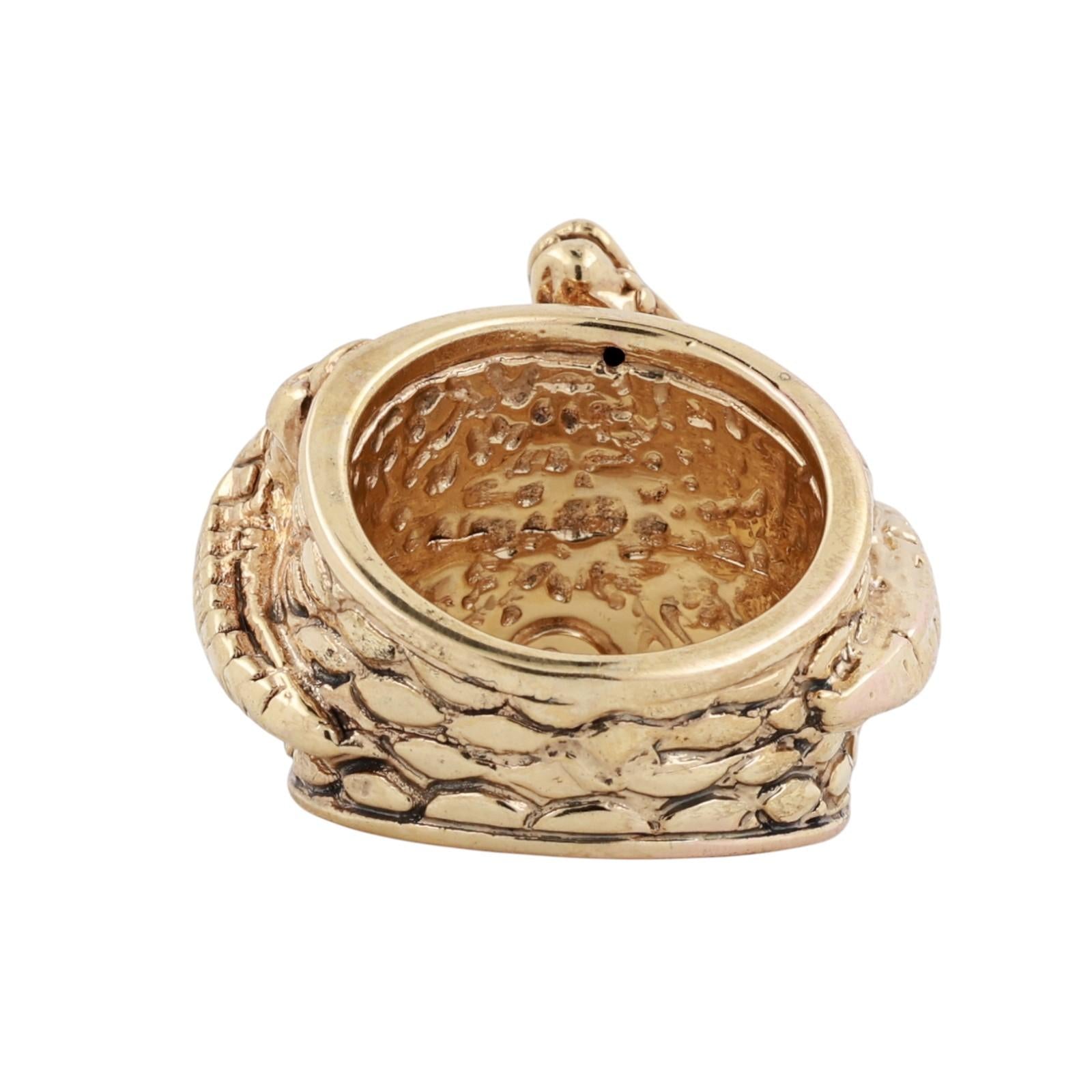 Italian Alligator Ring 14K Yellow Gold Wide Statement Band Estate Size 7.75