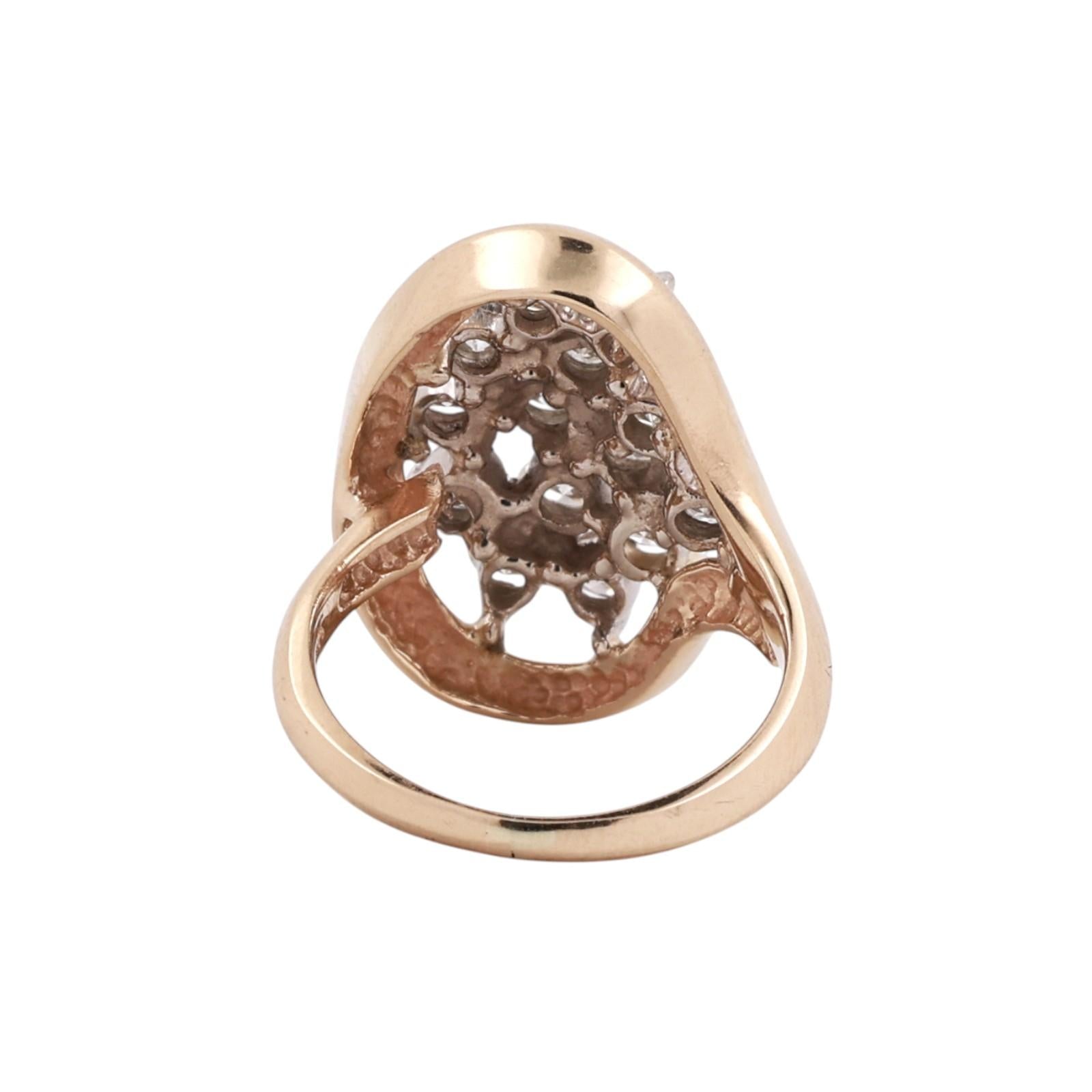 1.50CTW Diamond Cluster Ring Two Tone Gold Estate Cocktail Ring Size 5.25
