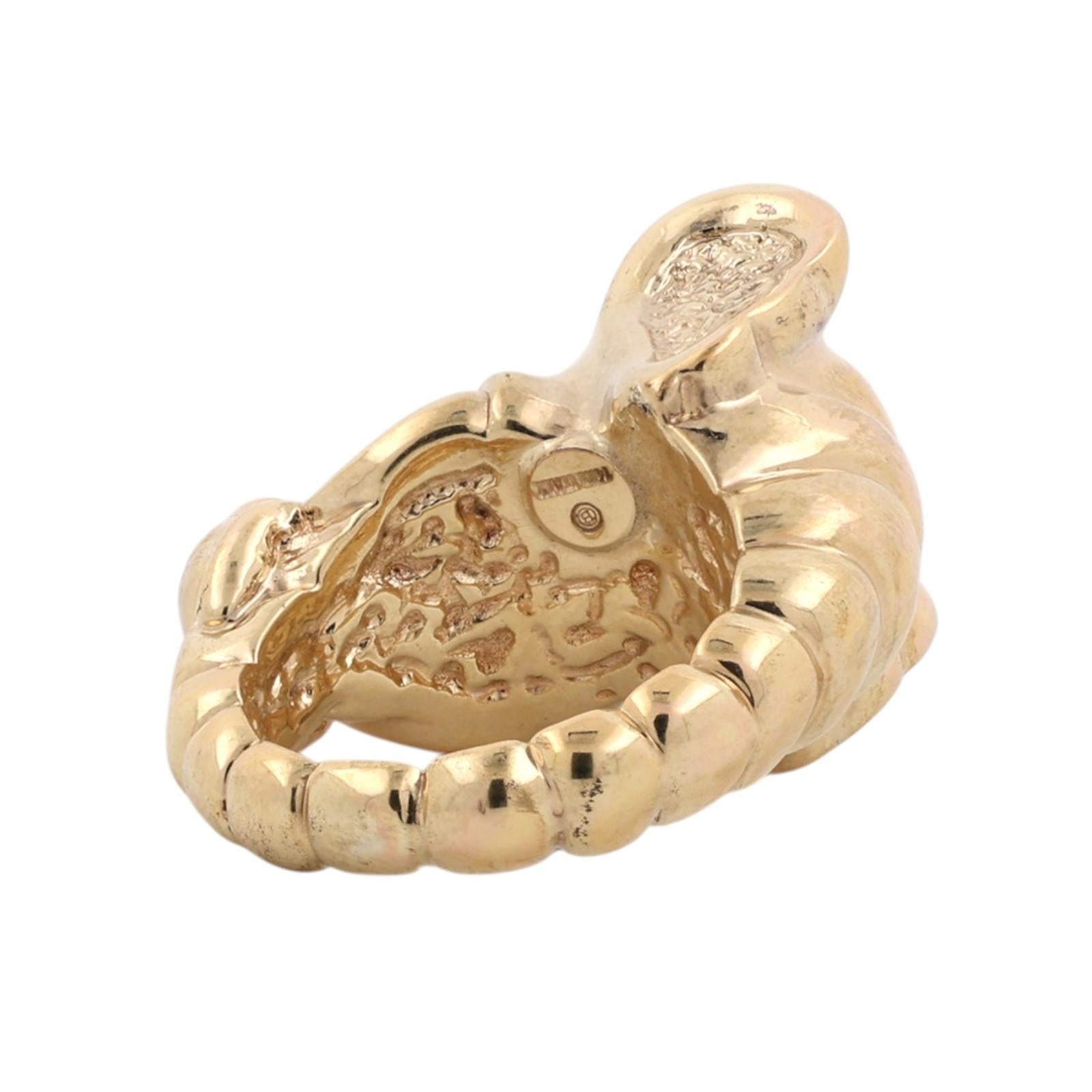 14K Yellow Gold Elephant Head Ruby Sapphire Statement Ring Size 8 Estate