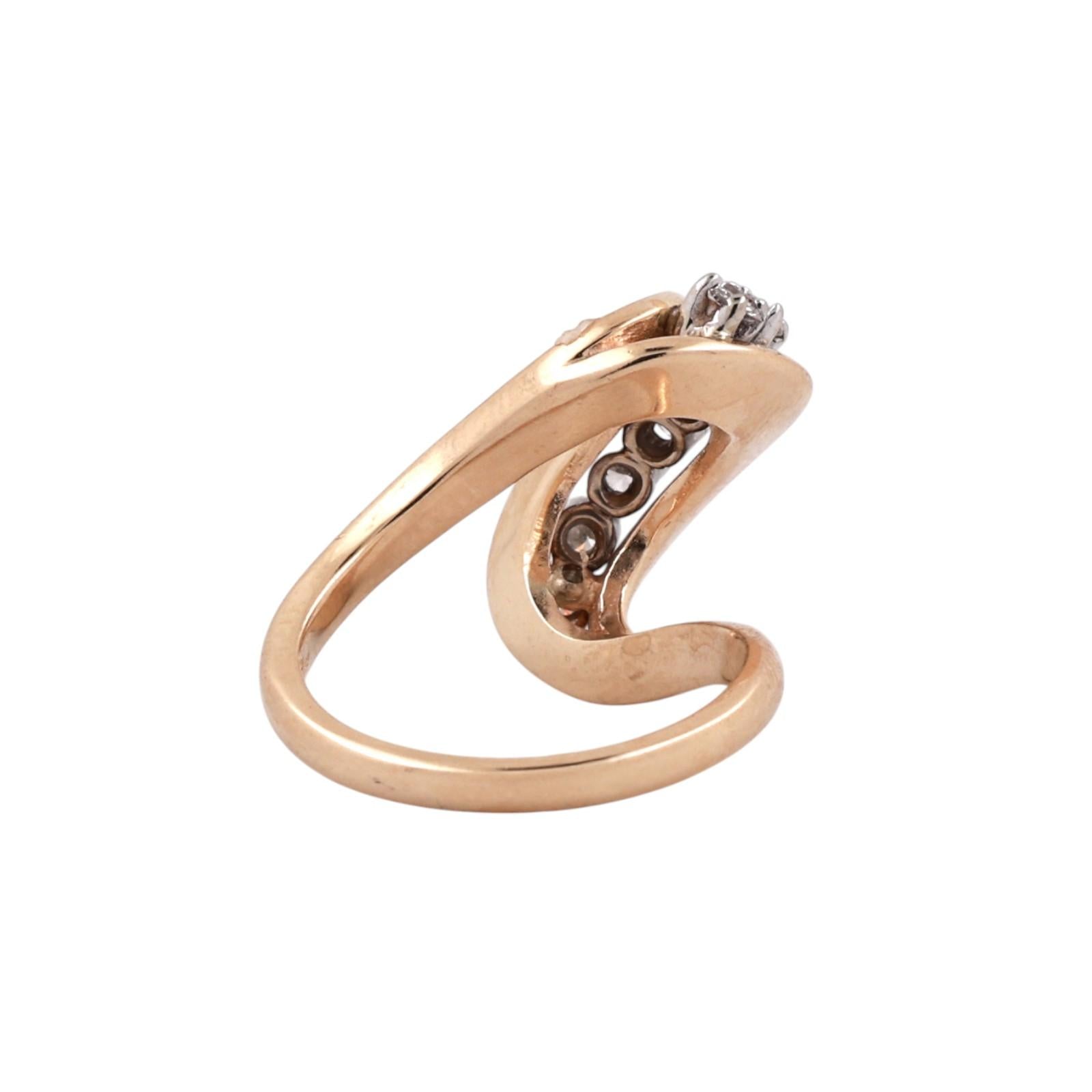 Estate Diamond Swirl Statement Ring Two Tone 14K Gold 0.50CTW Size 5.75
