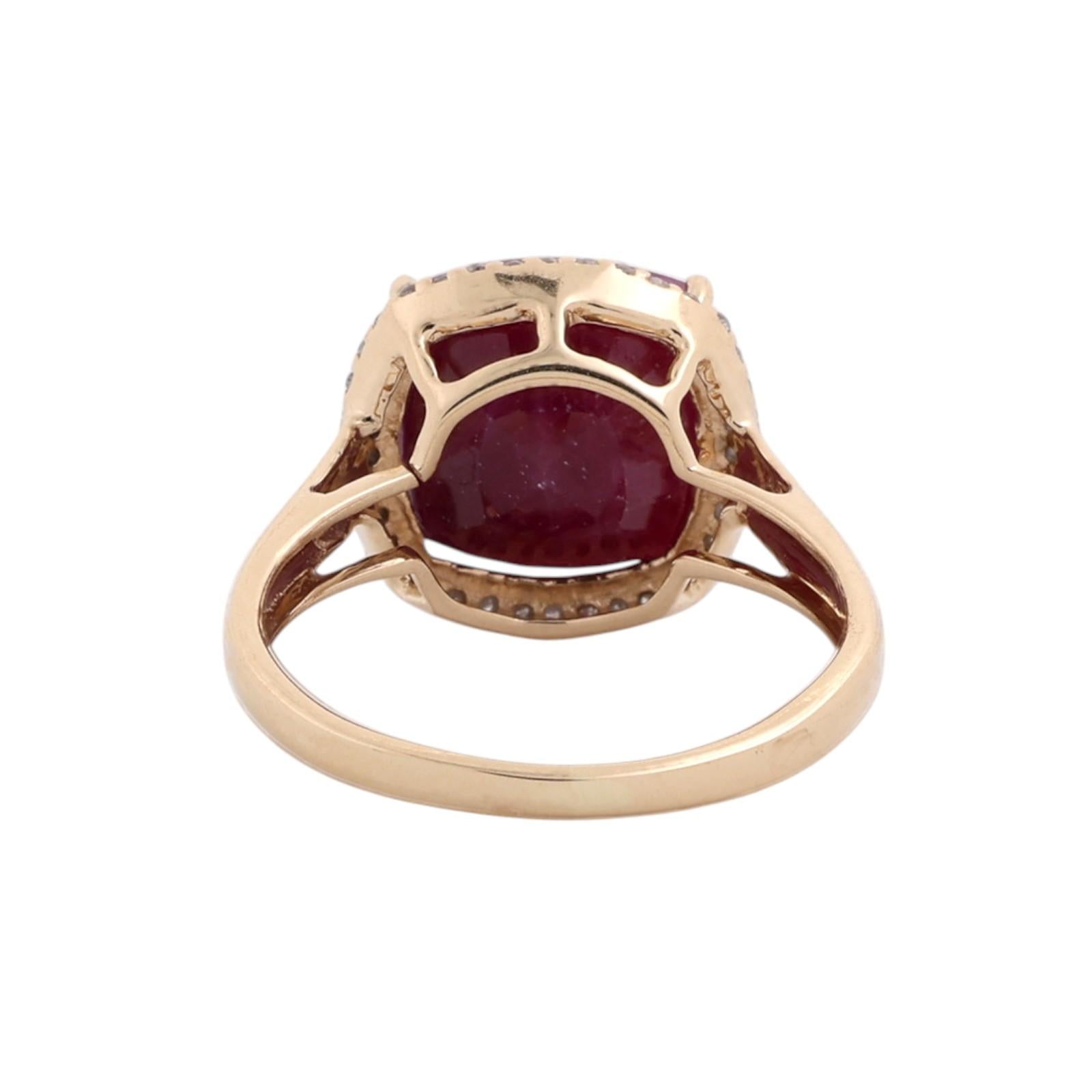 Ruby Diamond Halo Cocktail Ring 14K Gold 5.45 CTW Size 7 Ladies Estate