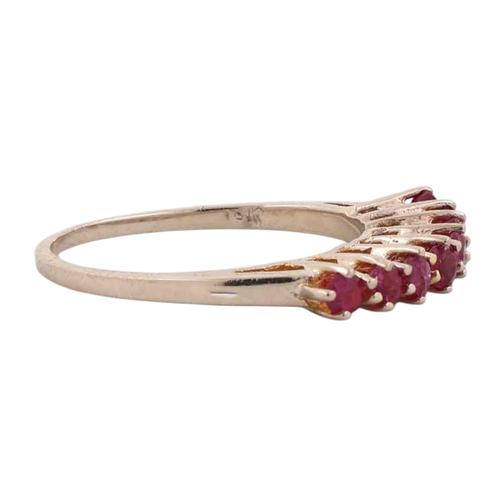 Natural Ruby Stackable Wedding Band Ring 17K Yellow Gold 0.32 CTW Size 5.5