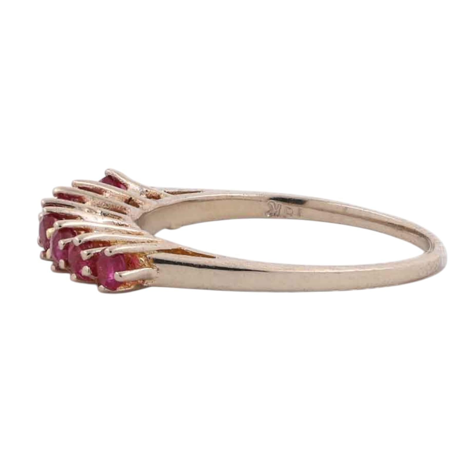 Natural Ruby Stackable Wedding Band Ring 17K Yellow Gold 0.32 CTW Size 5.5