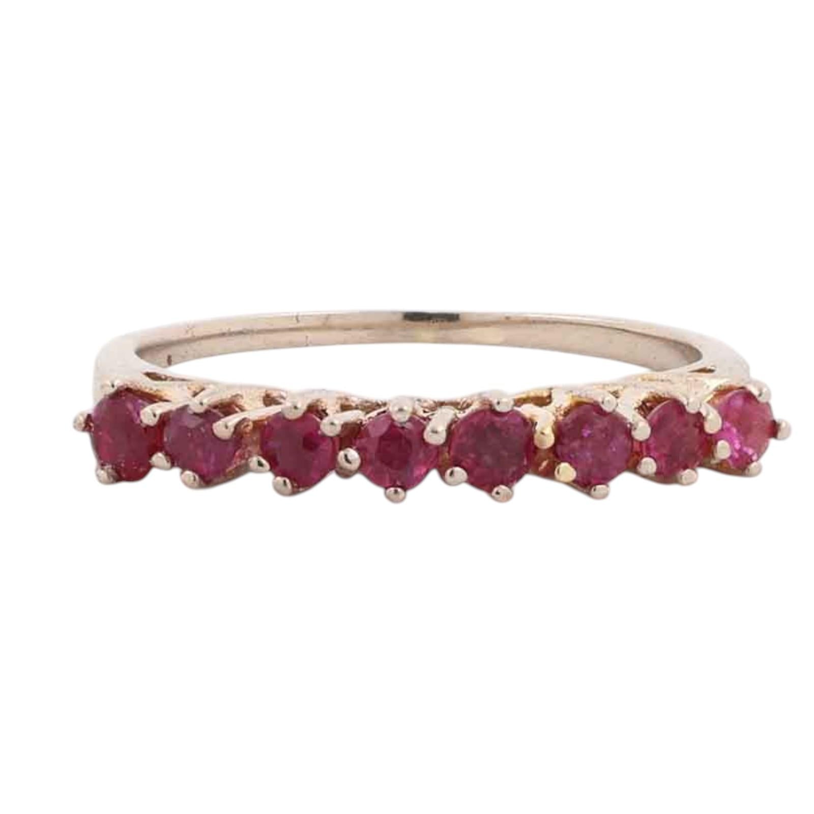 Natural Ruby Stackable Wedding Band Ring 17K Yellow Gold 0.32 CTW Size 5.5