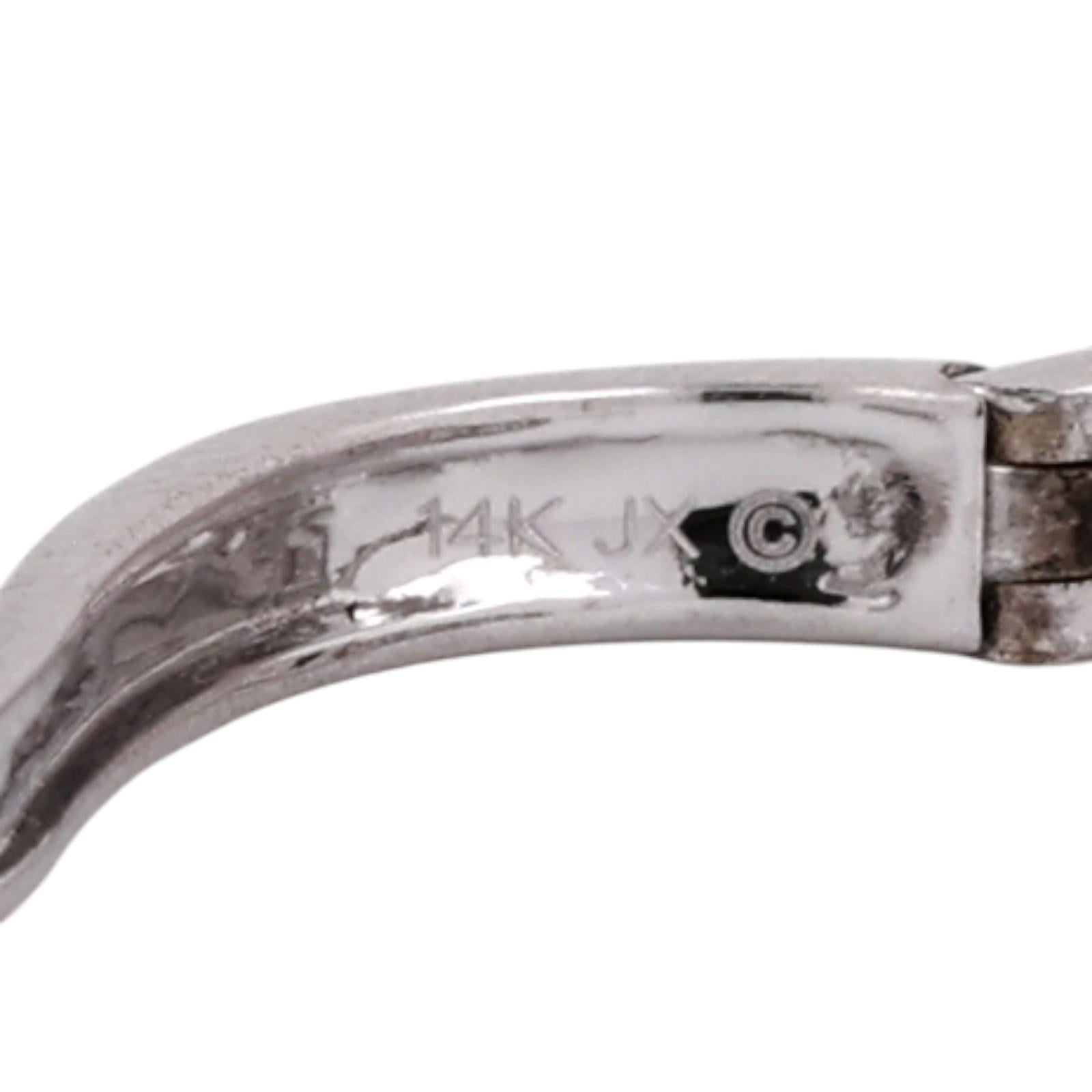 14K White Gold 1.00 CTW Natural Diamond Round Baguette Huggie Hoop Earrings