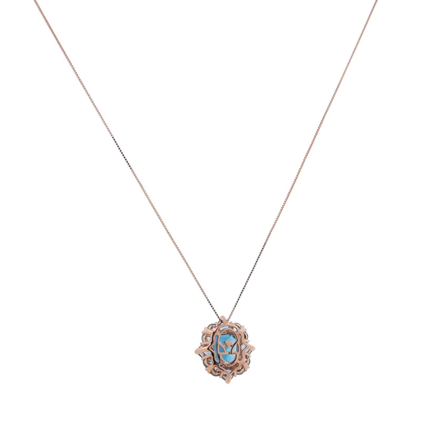 Le Vian Blue Topaz Pendant Chain Necklace 14K Rose Gold 5.96CTW 18"